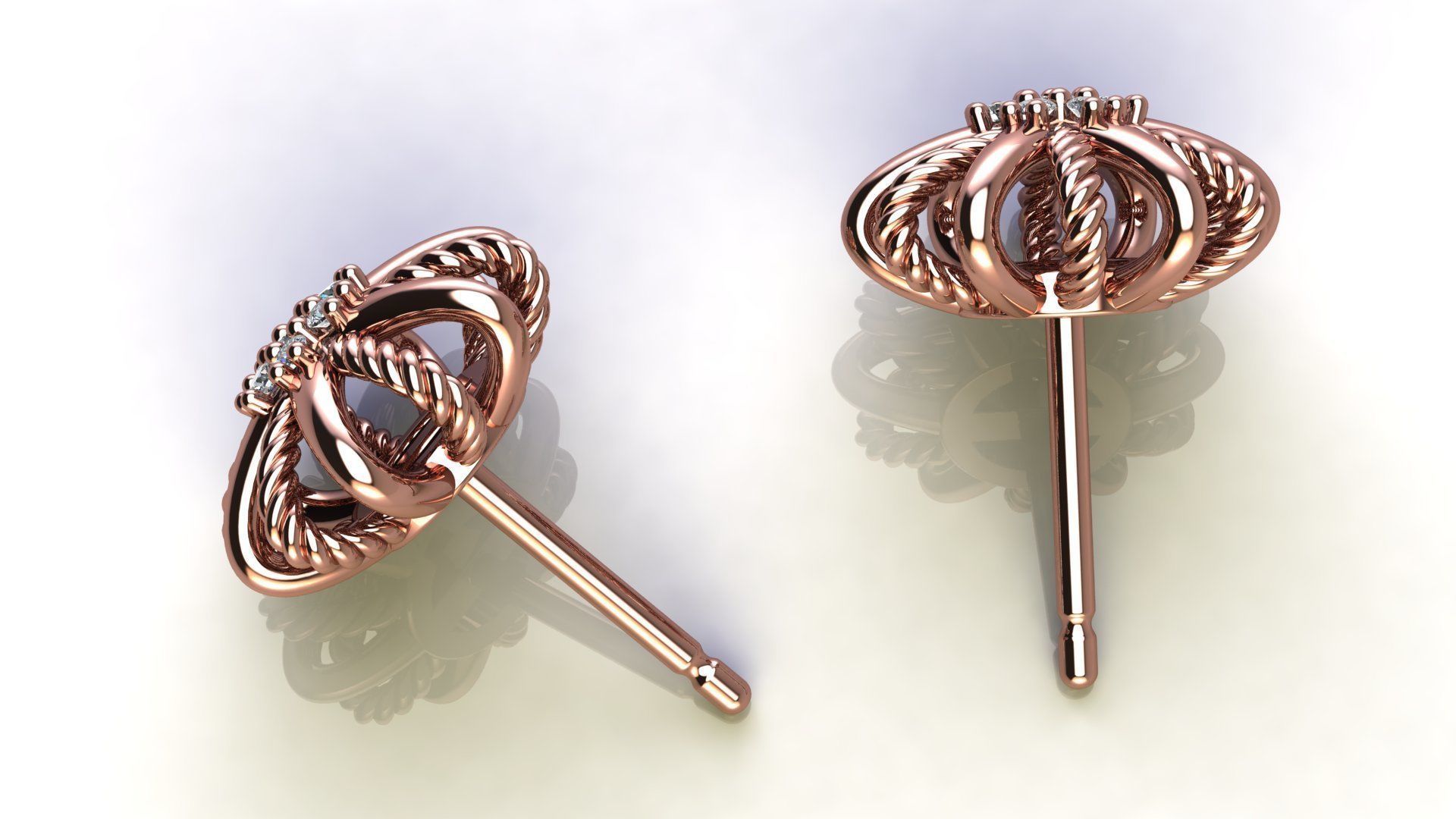 Starburst Earring with Diamonds size 10 mm 3D print model_12