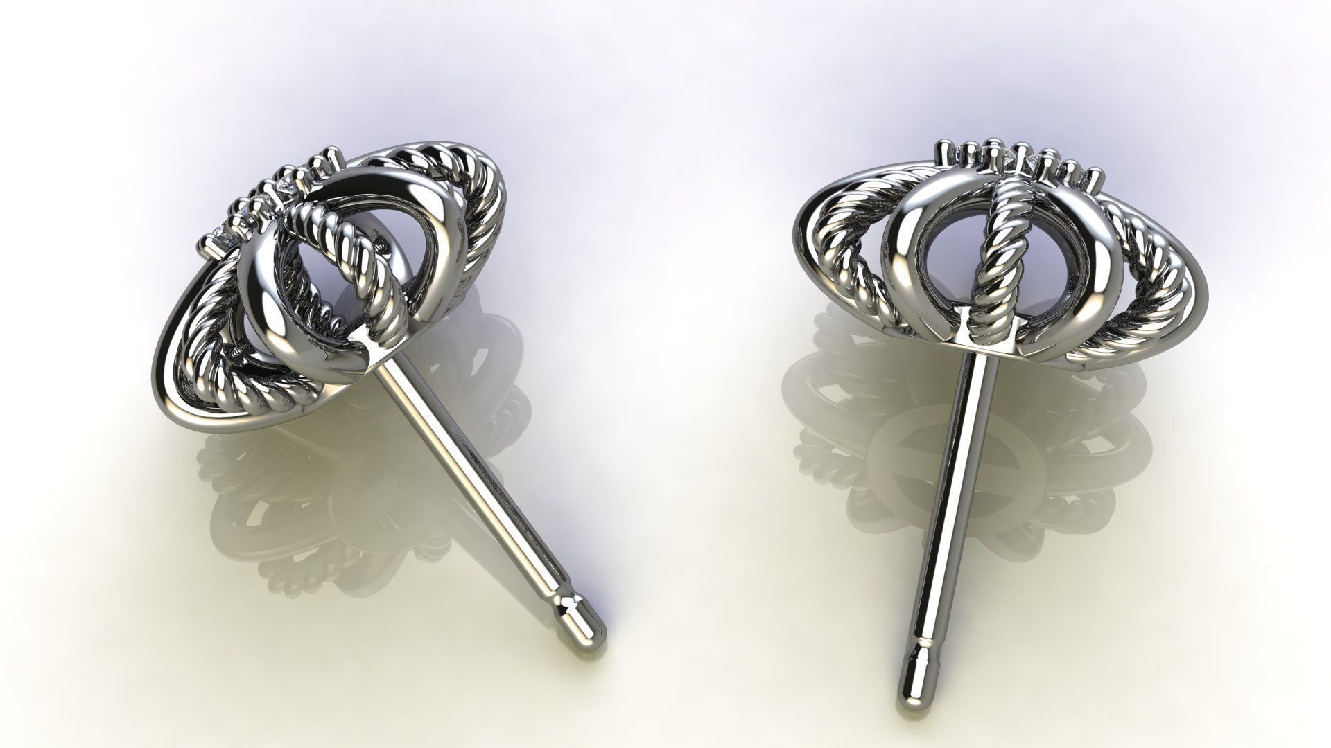 Starburst Earring with Diamonds size 10 mm 3D print model_4