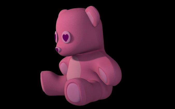 Teddy Bear Pink Low-poly 3D model
