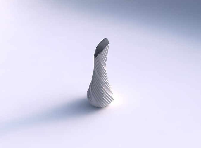 Vase top bent hexagon 2 with twisted extruded lines