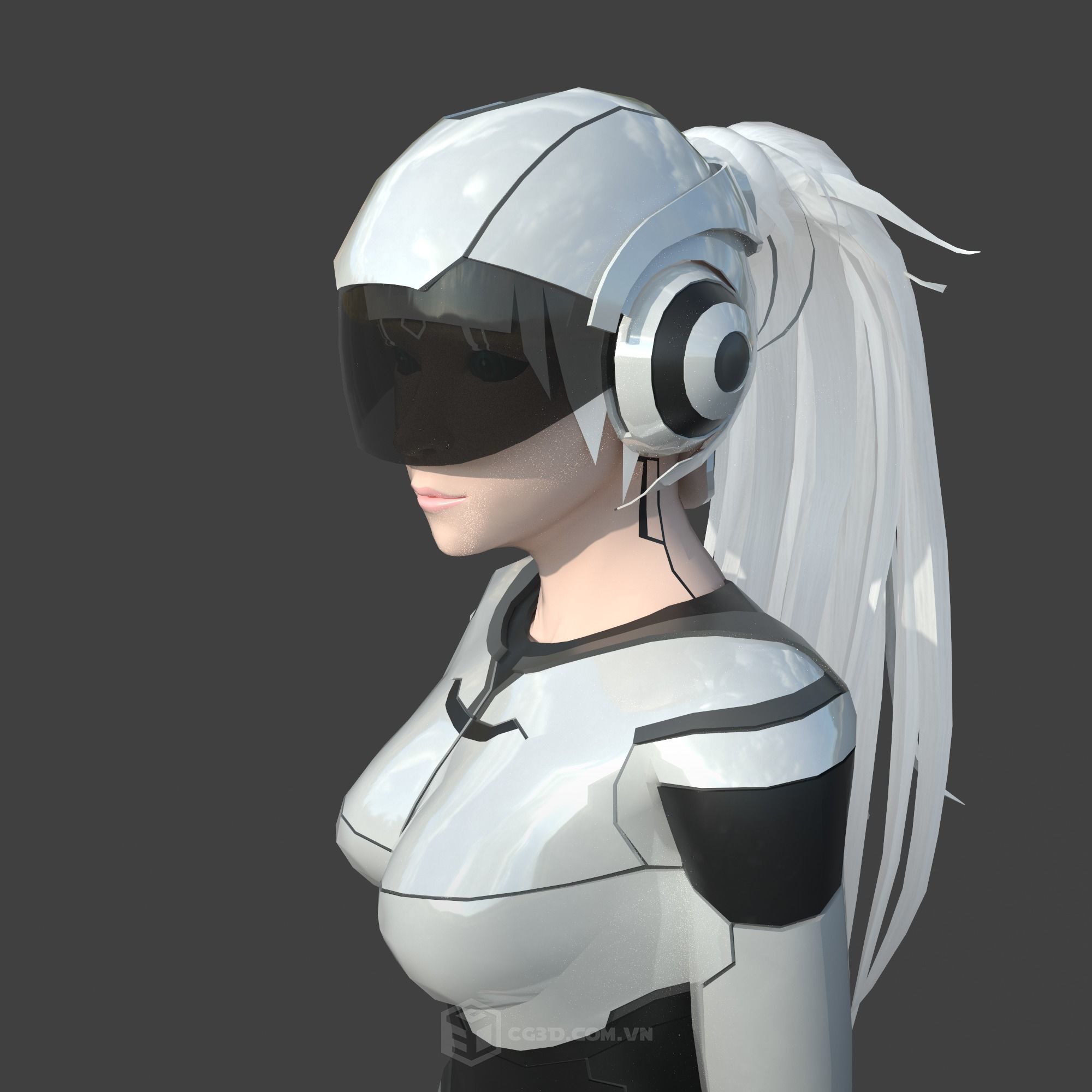 Girl Model - Sci-fi Girl Low-poly 3D model_7