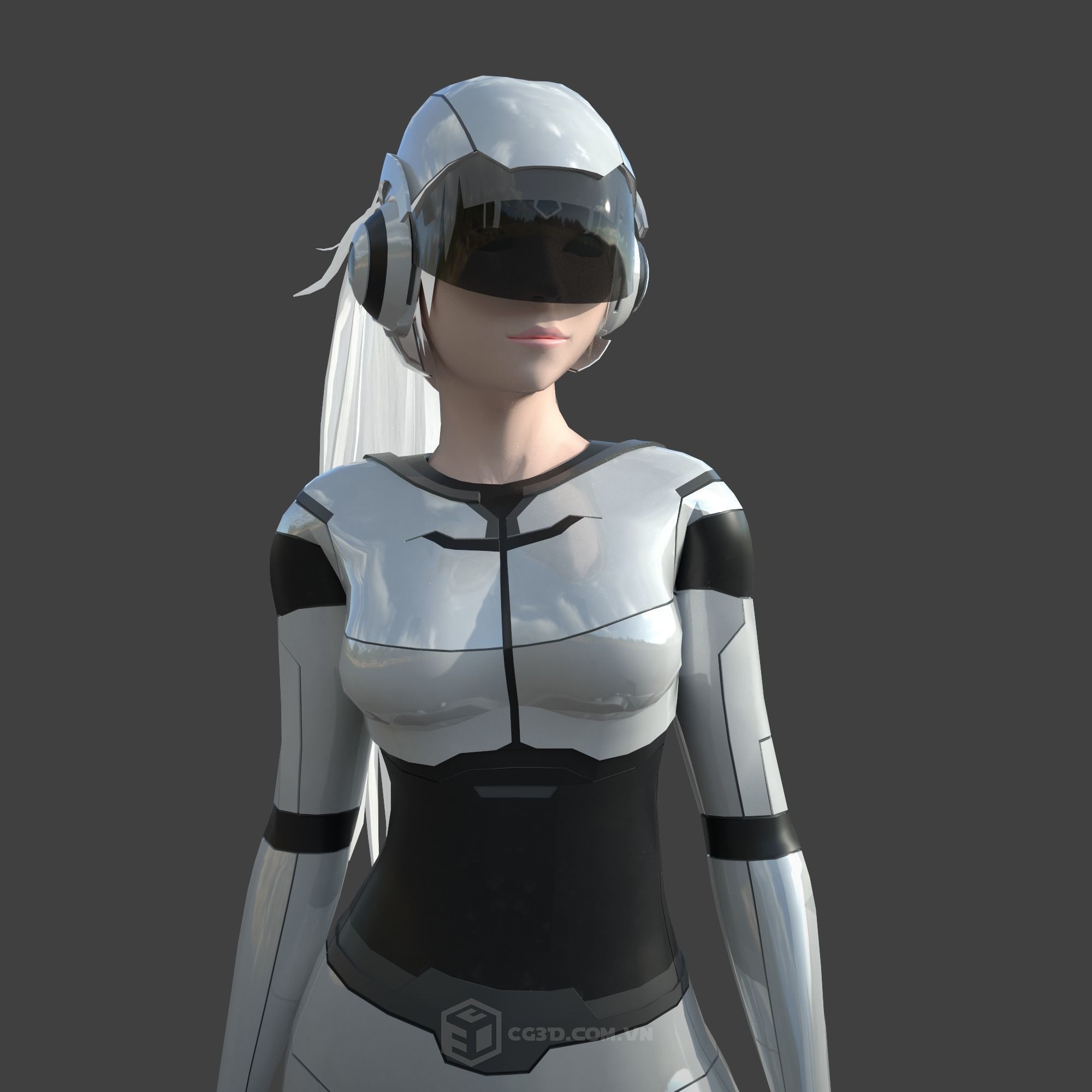 Girl Model - Sci-fi Girl Low-poly 3D model_6