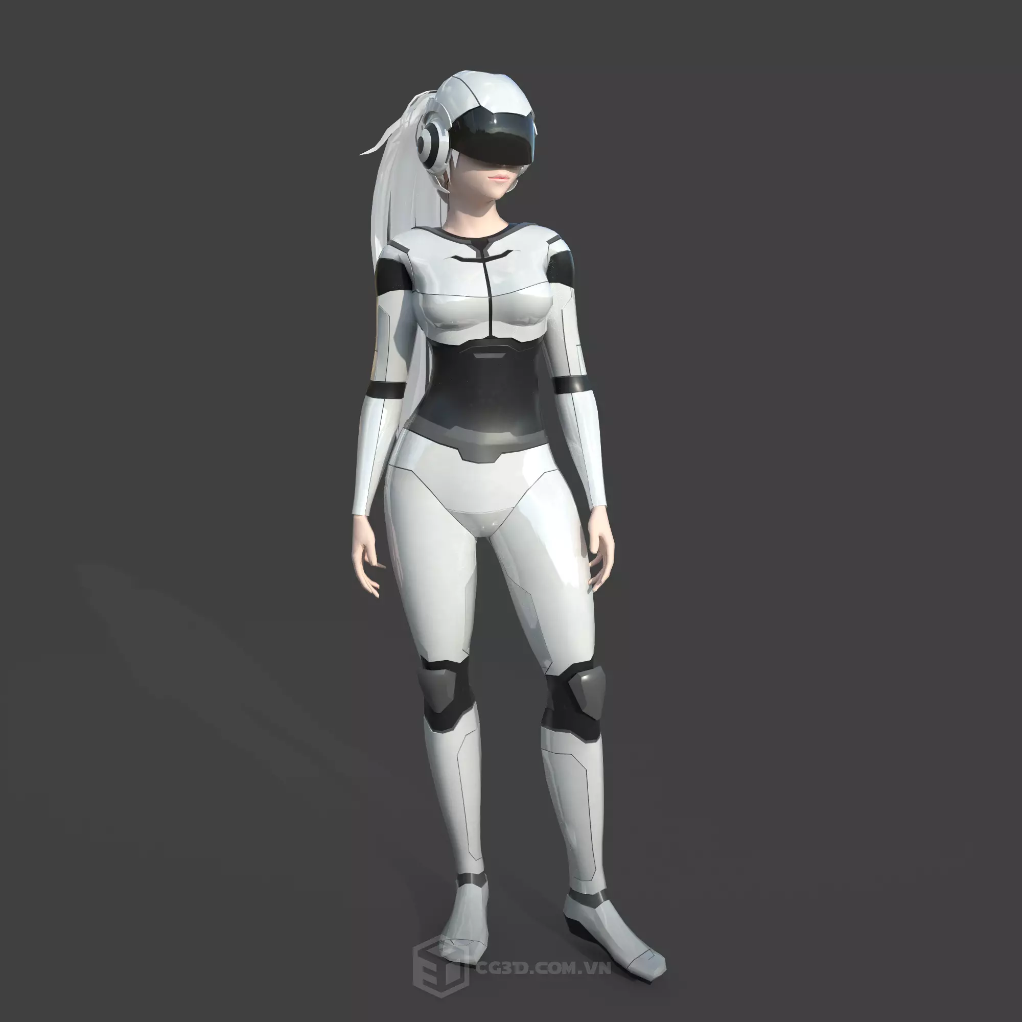 Girl Model - Sci-fi Girl Low-poly 3D model_0