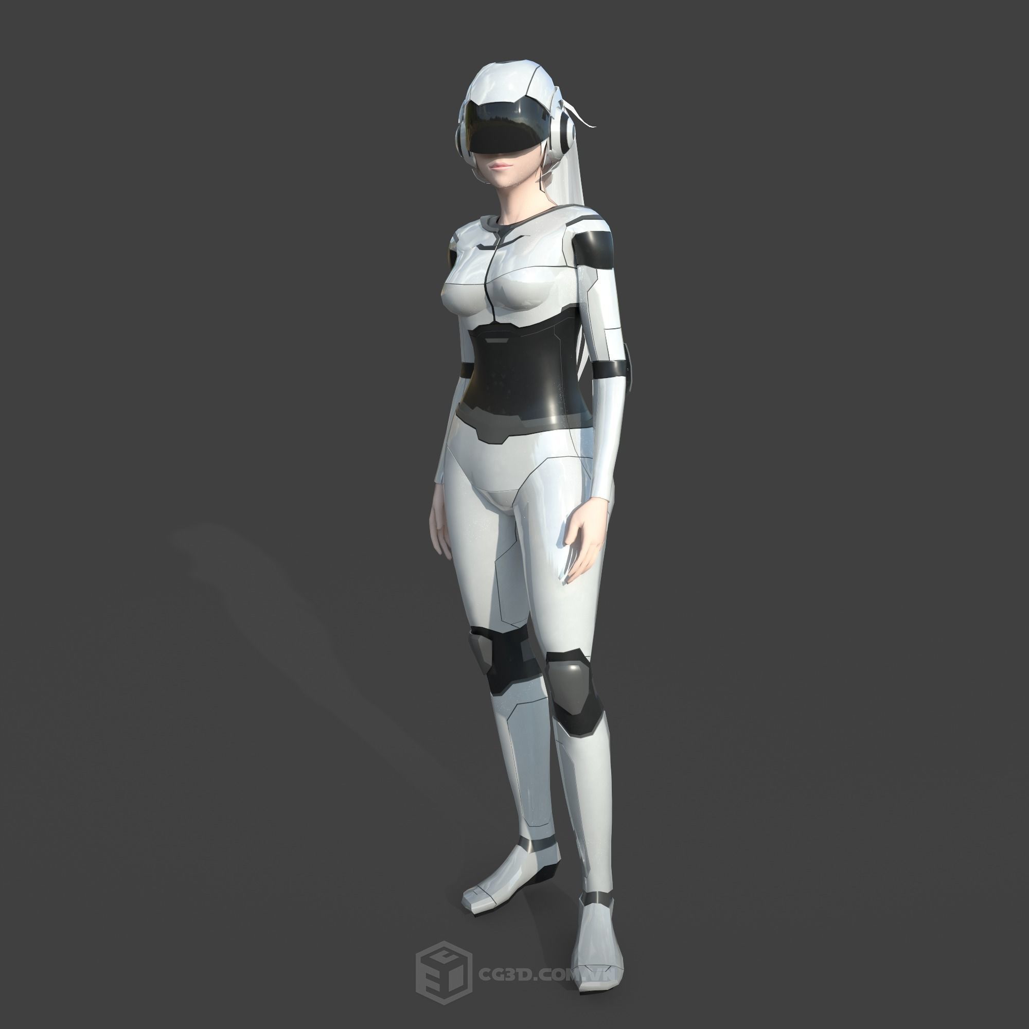 Girl Model - Sci-fi Girl Low-poly 3D model_4