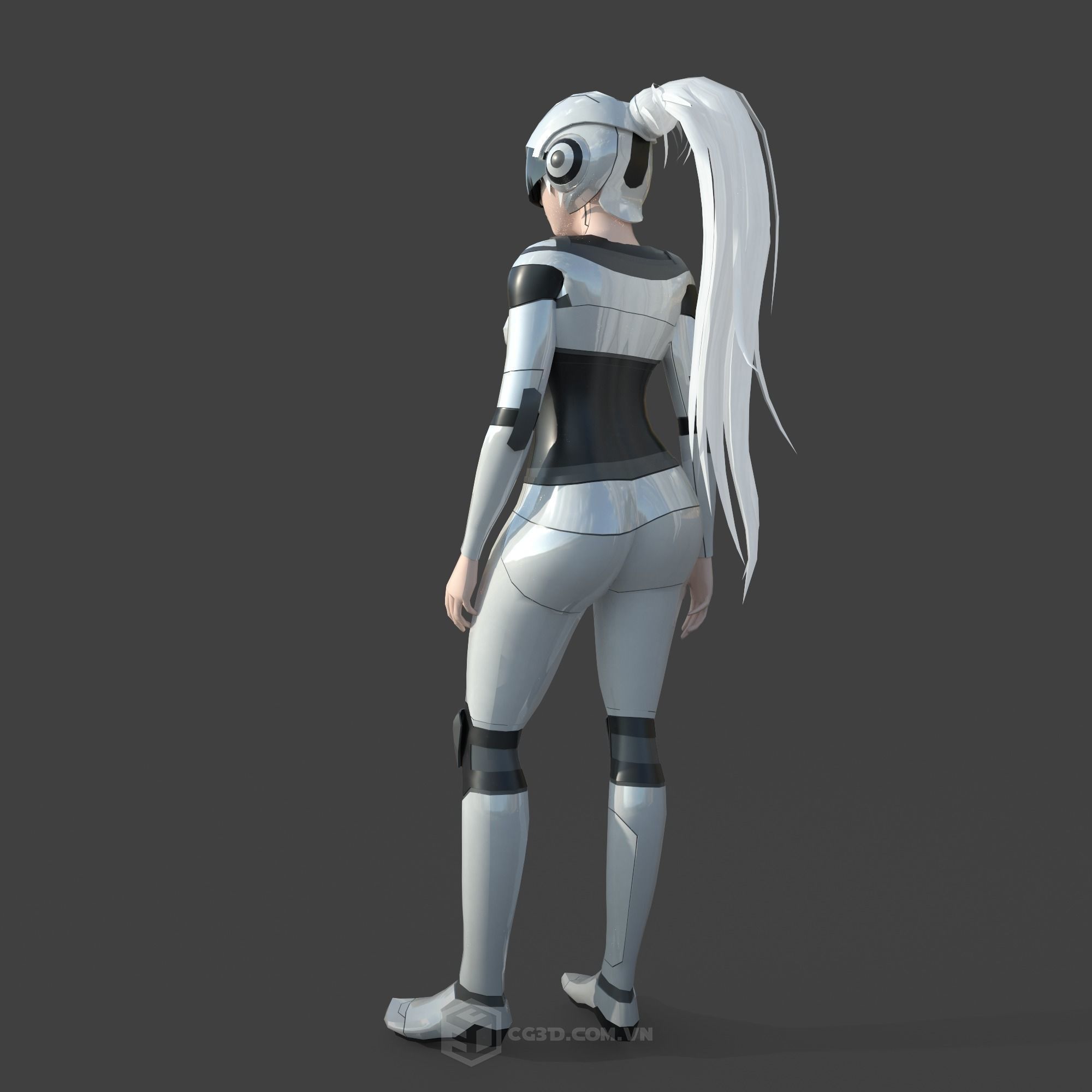 Girl Model - Sci-fi Girl Low-poly 3D model_3