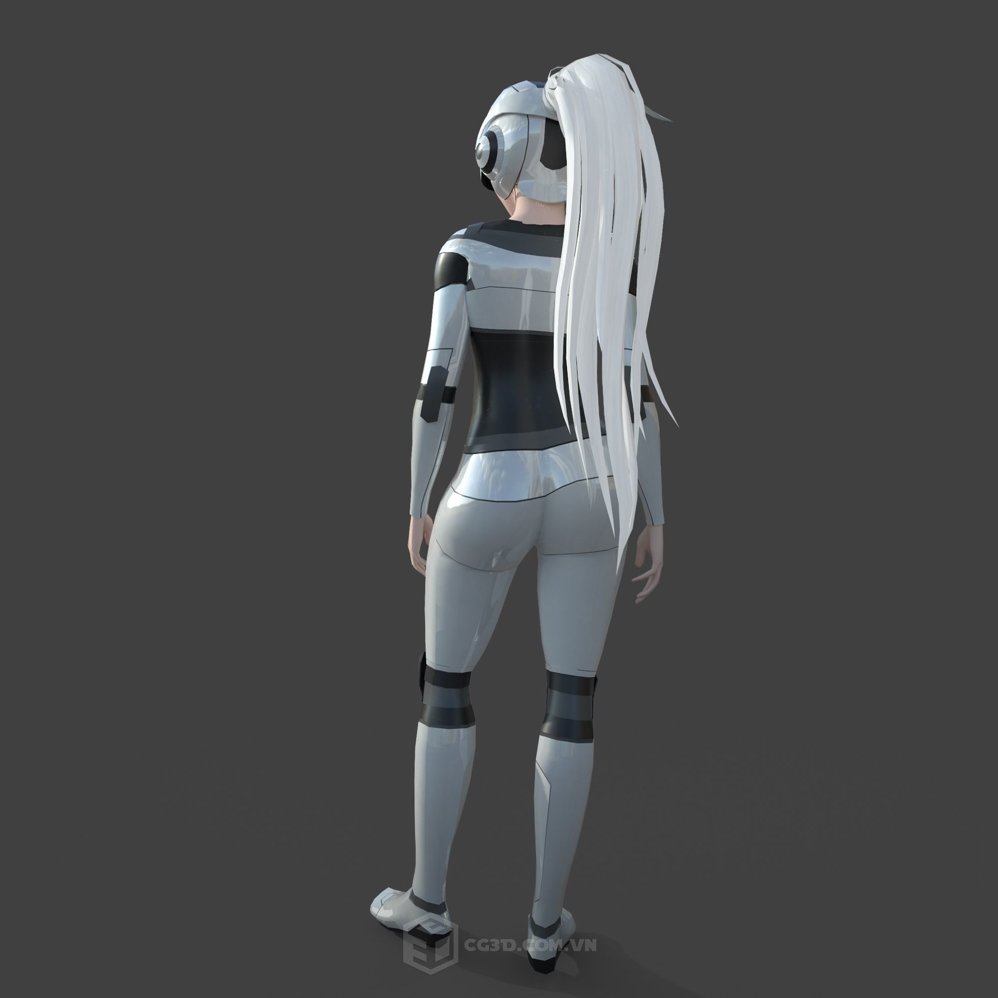 Girl Model - Sci-fi Girl Low-poly 3D model_2