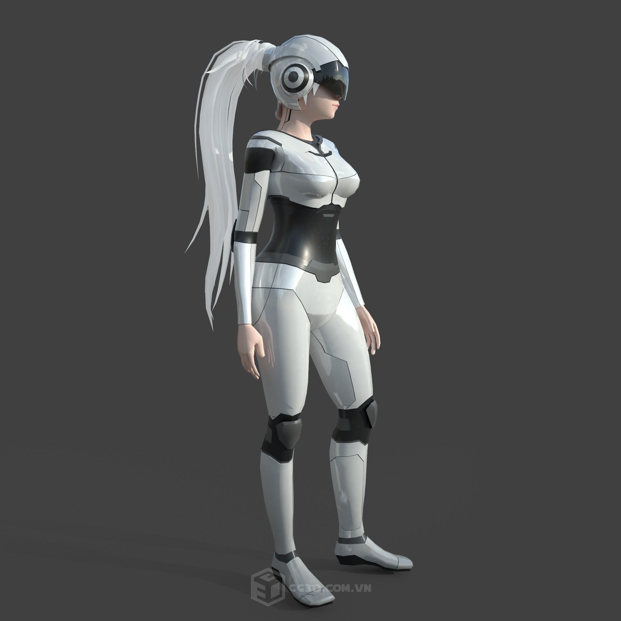 Girl Model - Sci-fi Girl Low-poly 3D model_1