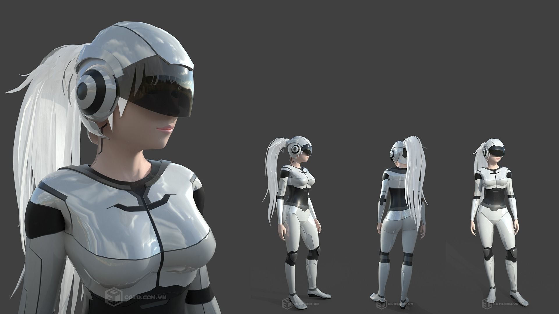 Girl Model - Sci-fi Girl Low-poly 3D model_8