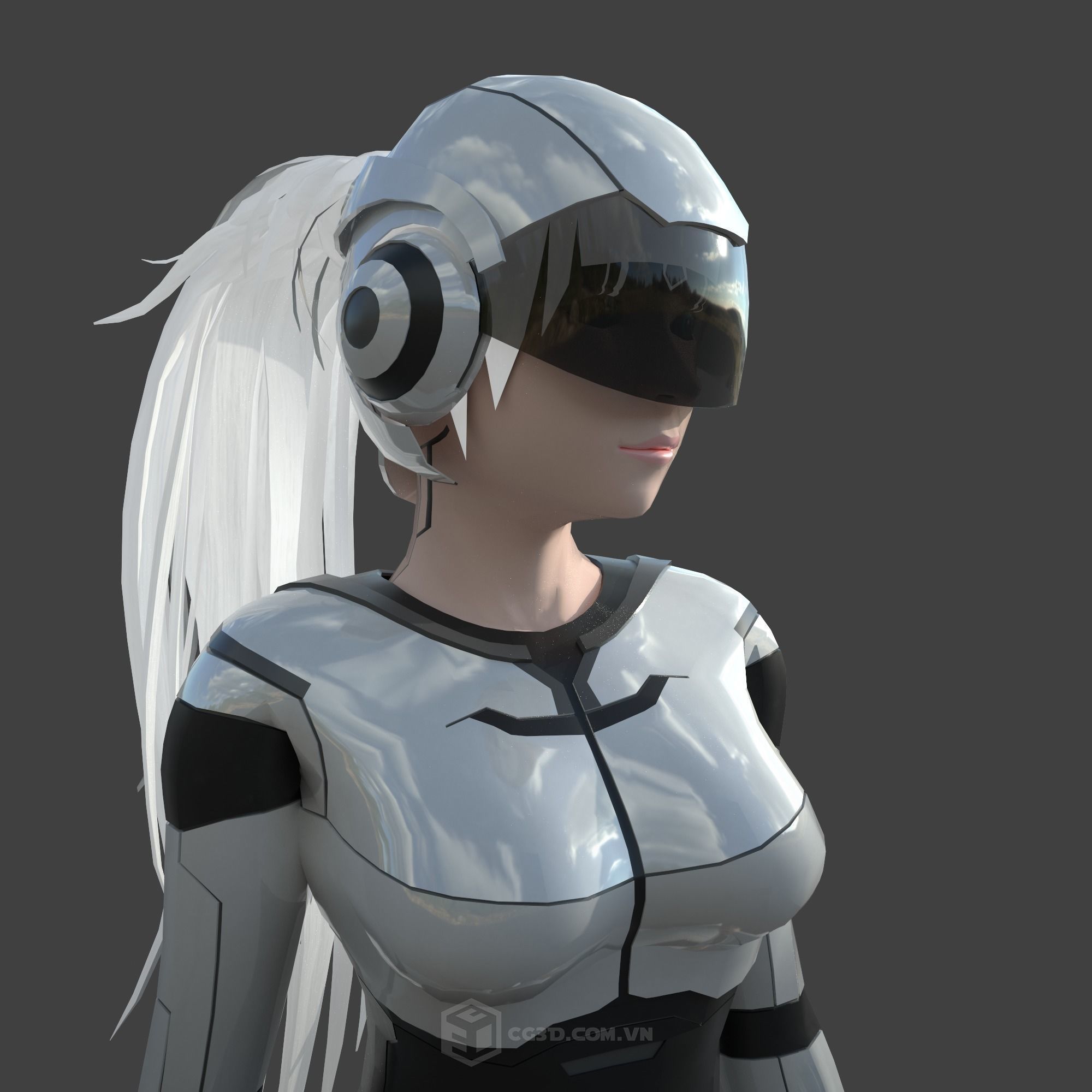 Girl Model - Sci-fi Girl Low-poly 3D model_5