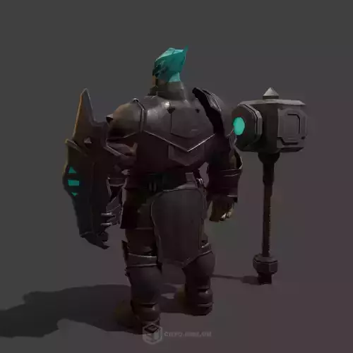 Hammer armored character with hair