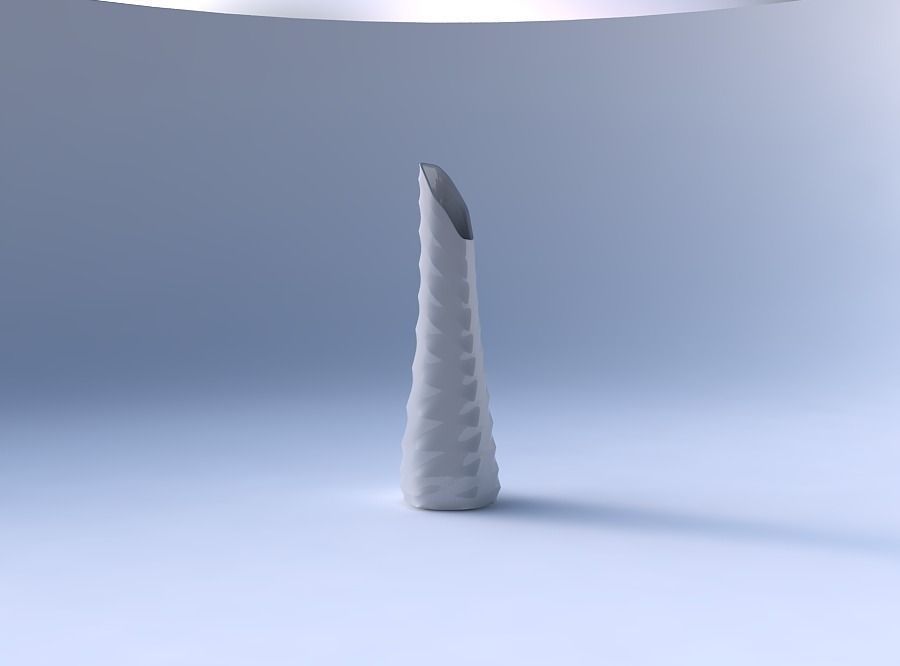 Vase top bent hexagon with curved horizontal sections 3D print model_4