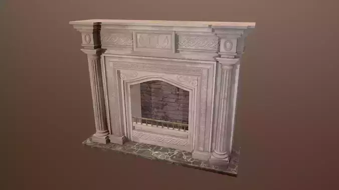 3D Antique fireplace - PBR Game Ready