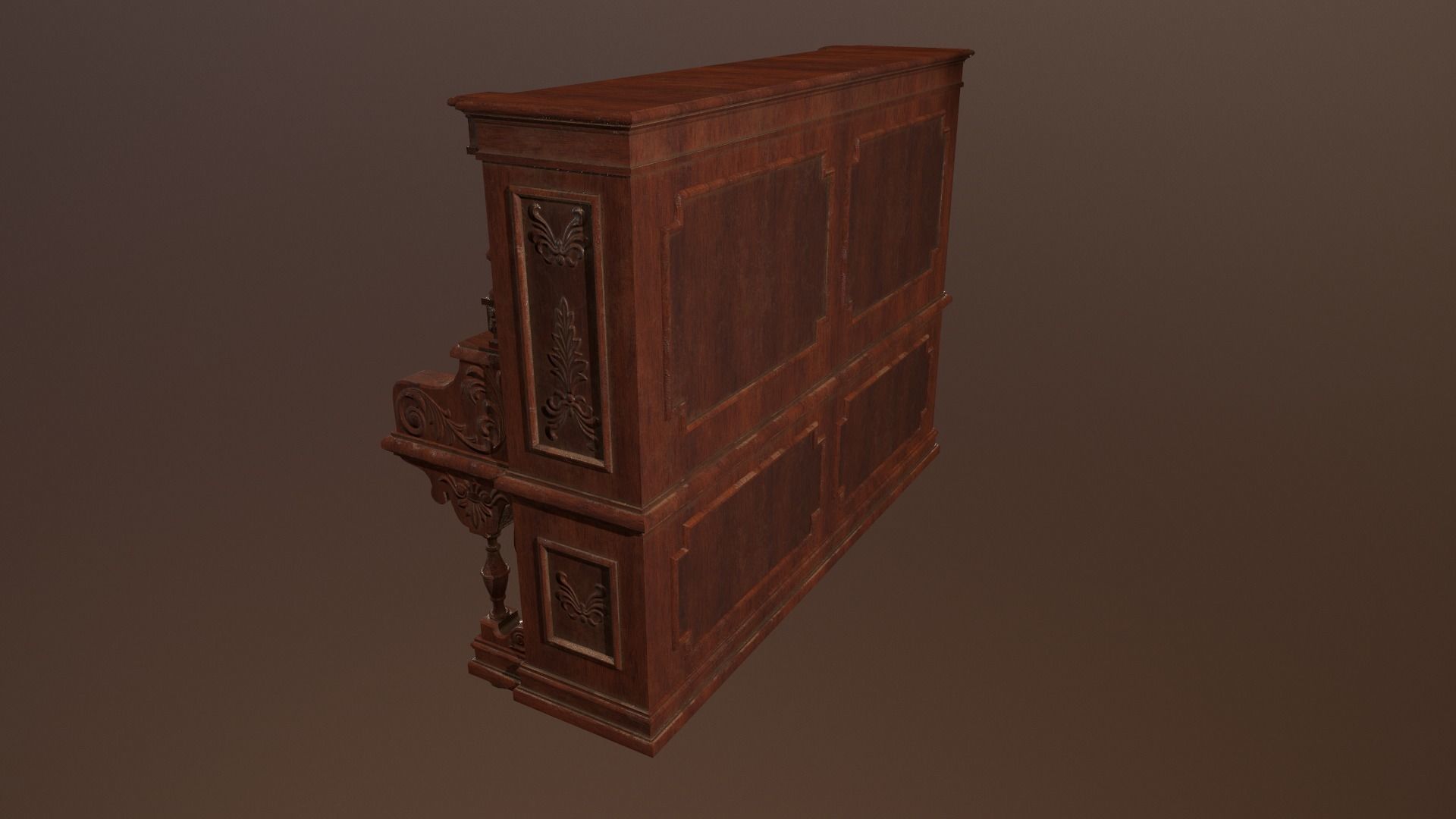 Antique Piano -PBR Game Ready 3D Low-poly 3D model_3