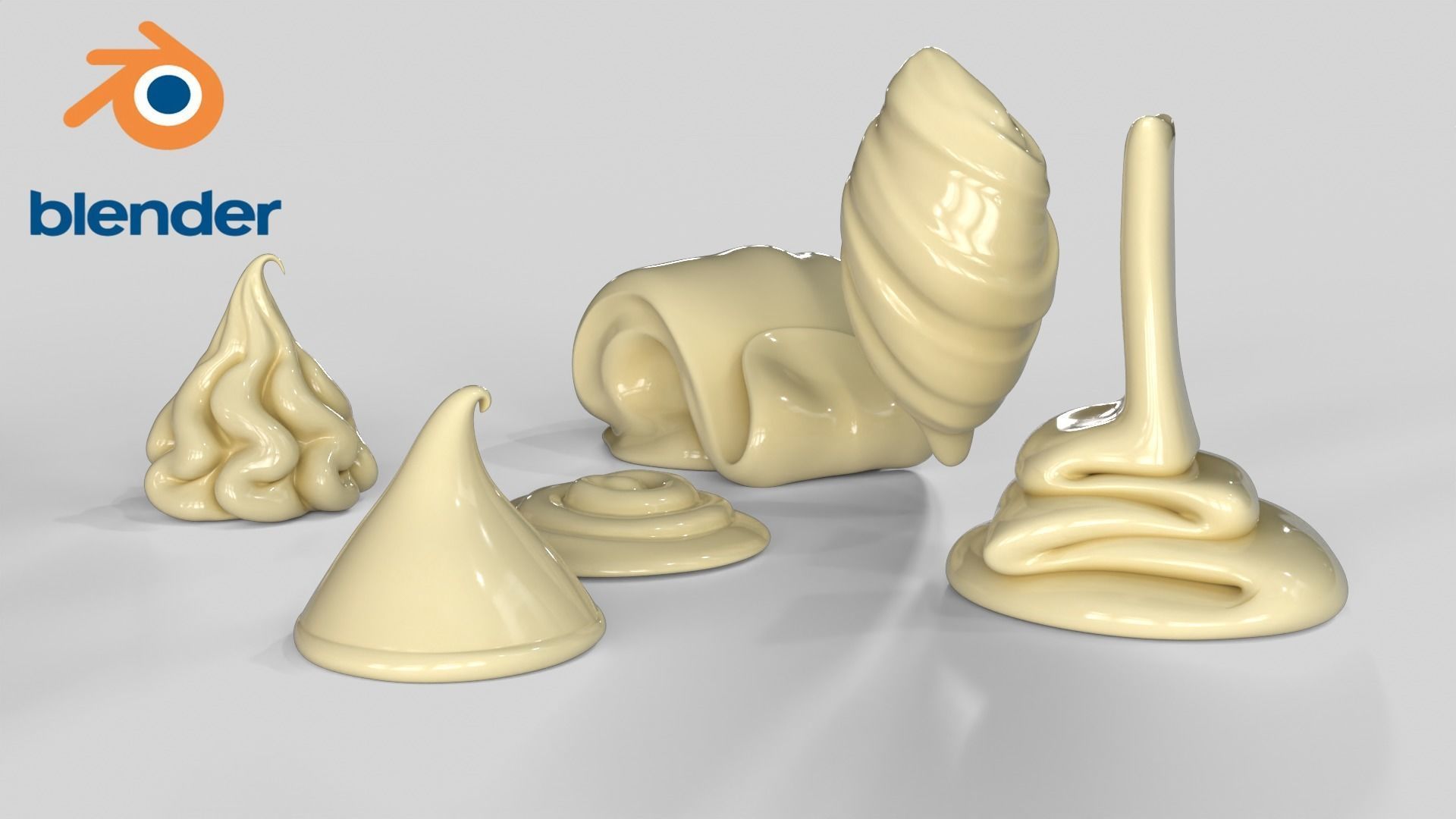 Chocolate Caramel Cream Whipped Splash Collection Low-poly 3D model_8