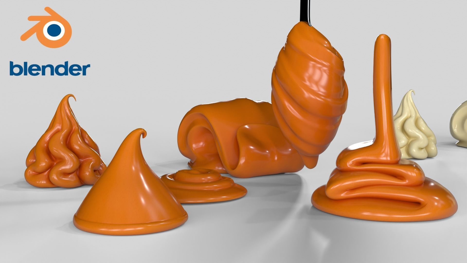Chocolate Caramel Cream Whipped Splash Collection Low-poly 3D model_7