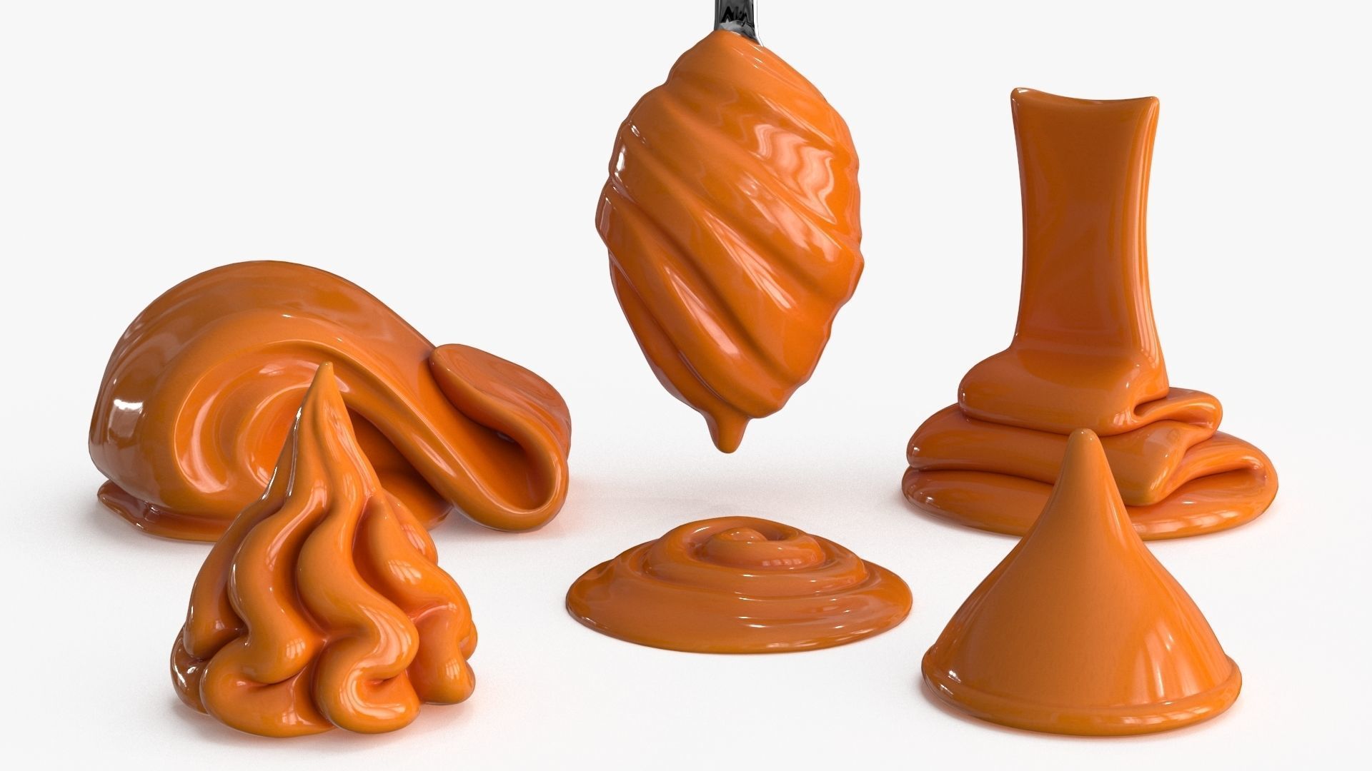 Chocolate Caramel Cream Whipped Splash Collection Low-poly 3D model_3