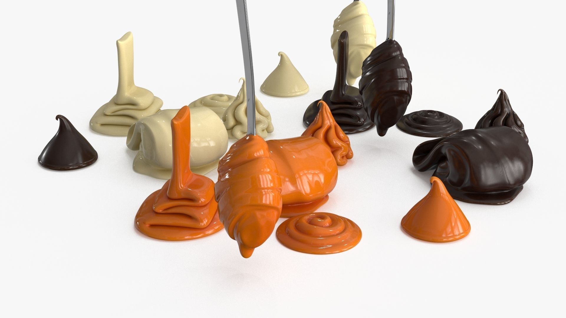 Chocolate Caramel Cream Whipped Splash Collection Low-poly 3D model_14