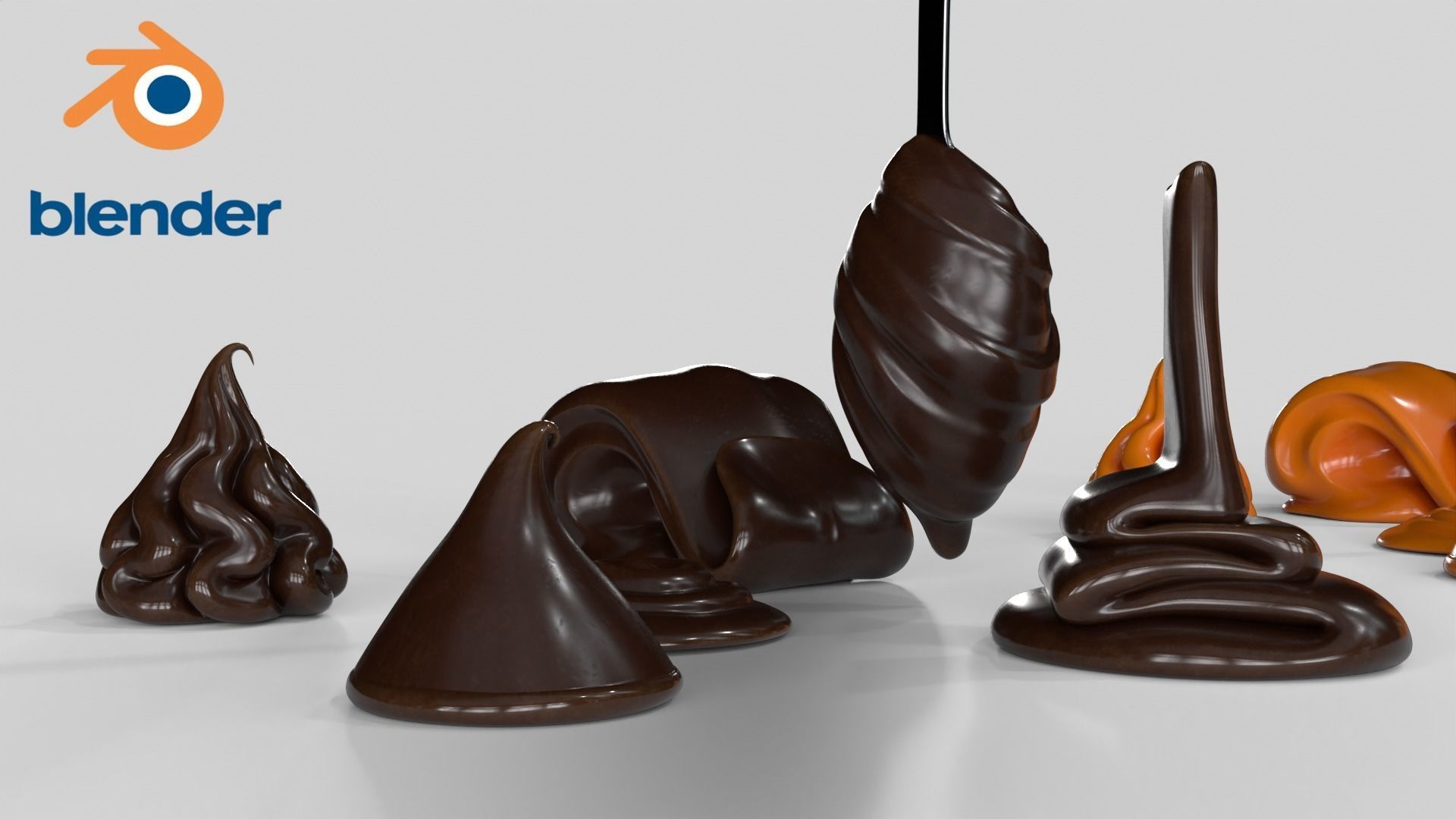 Chocolate Caramel Cream Whipped Splash Collection Low-poly 3D model_6