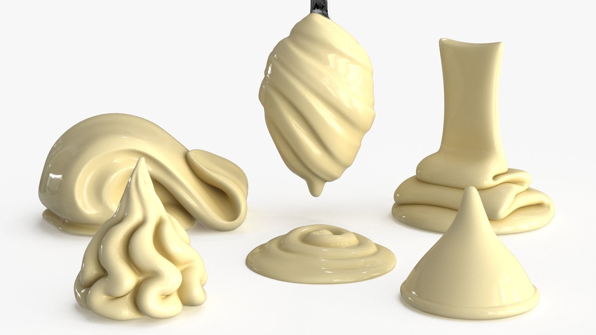 Chocolate Caramel Cream Whipped Splash Collection Low-poly 3D model_5