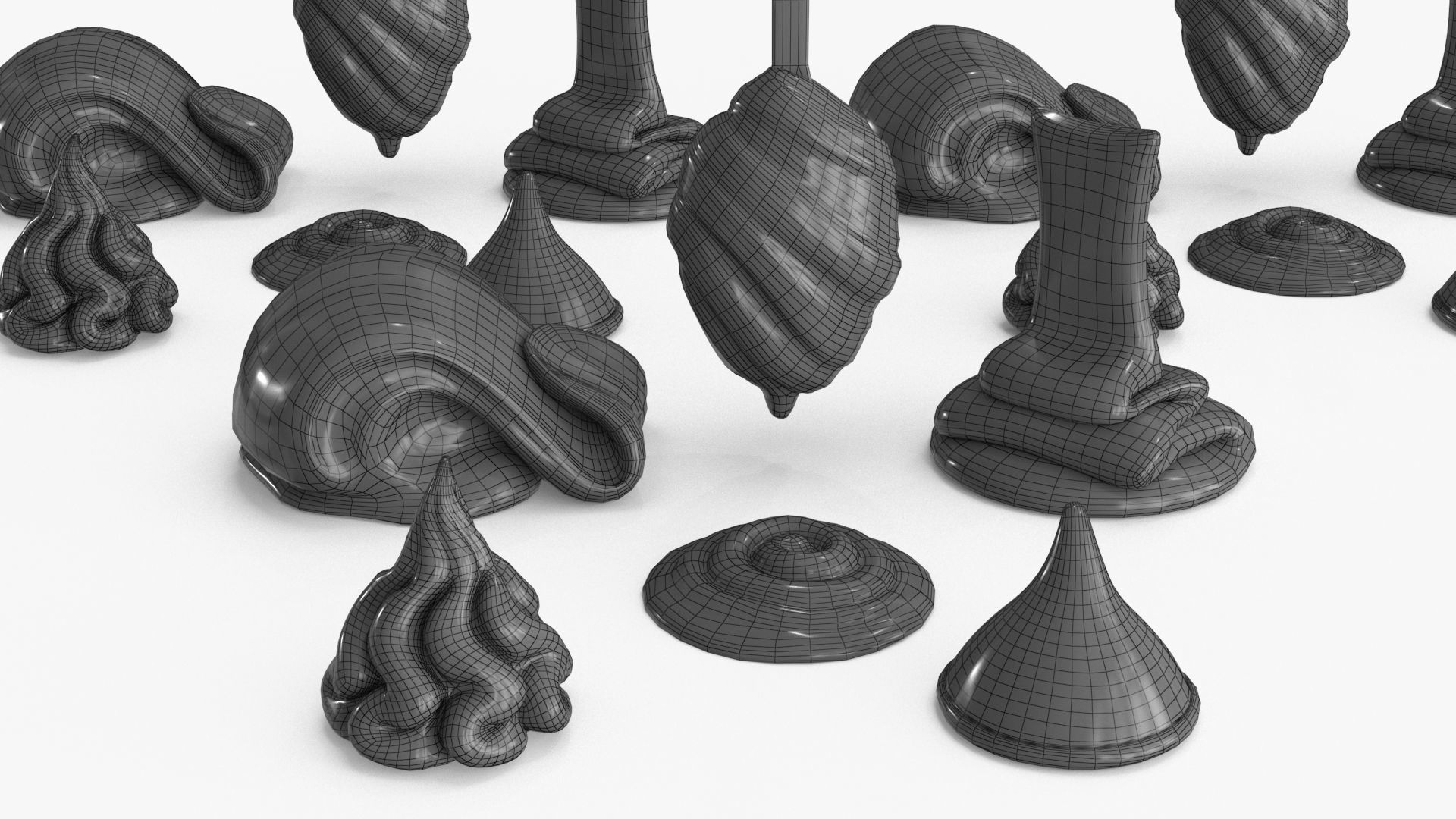 Chocolate Caramel Cream Whipped Splash Collection Low-poly 3D model_17