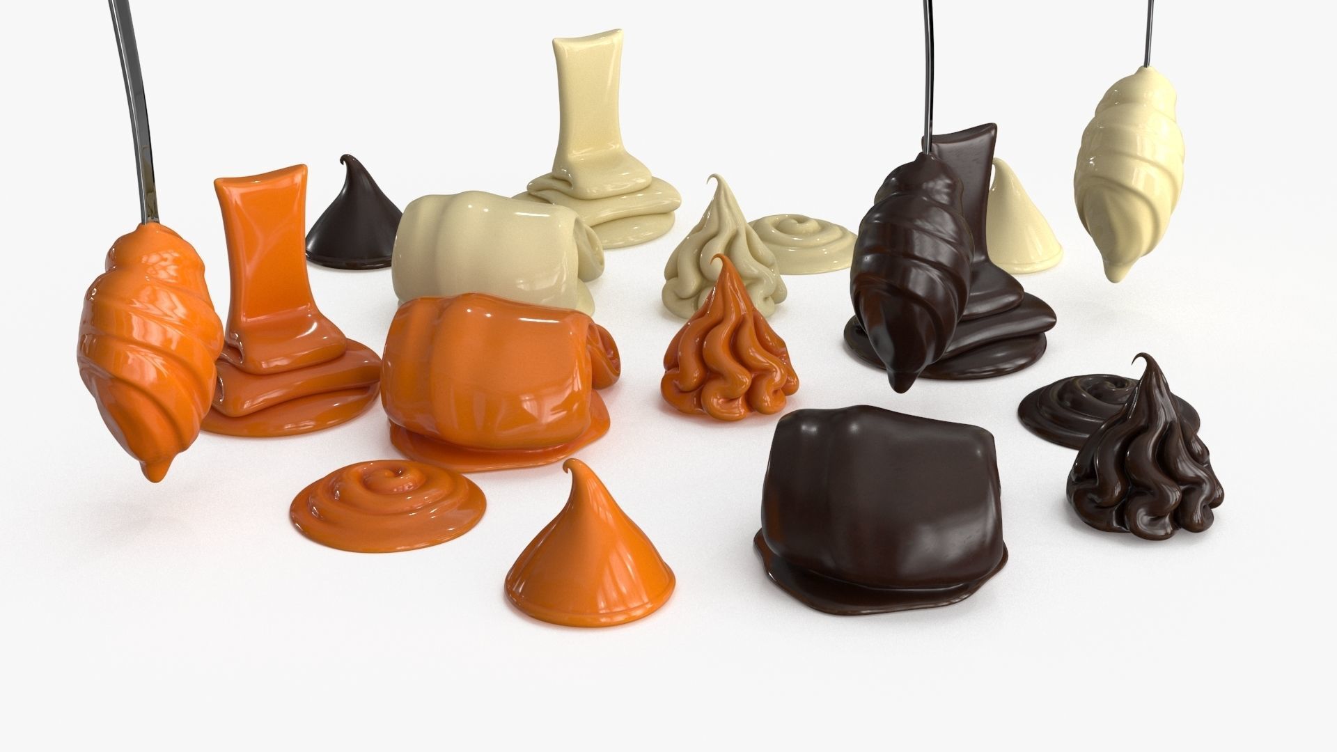 Chocolate Caramel Cream Whipped Splash Collection Low-poly 3D model_15
