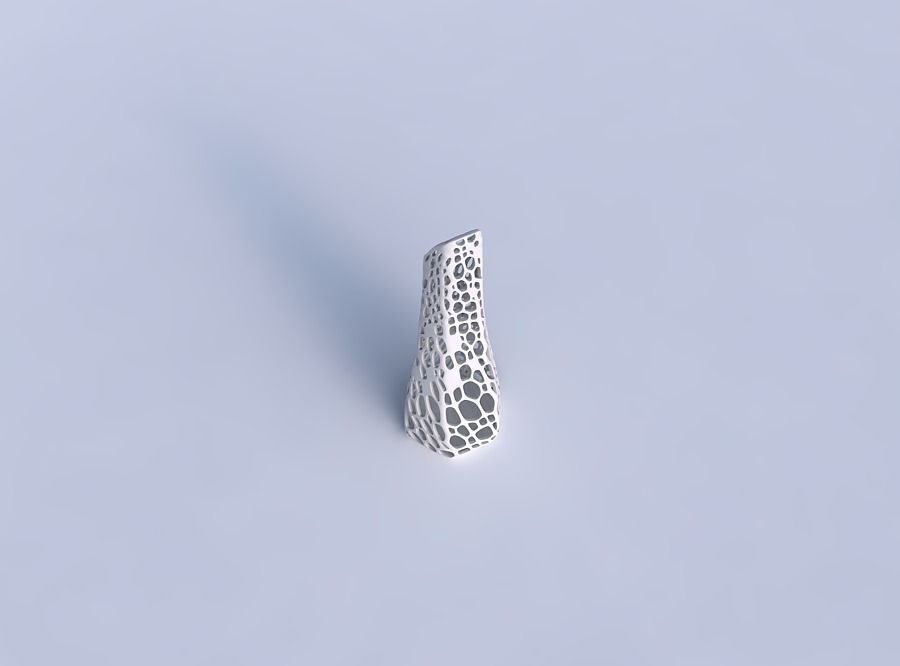 Vase top bent hexagon with dense organic lattice 3D print model_1