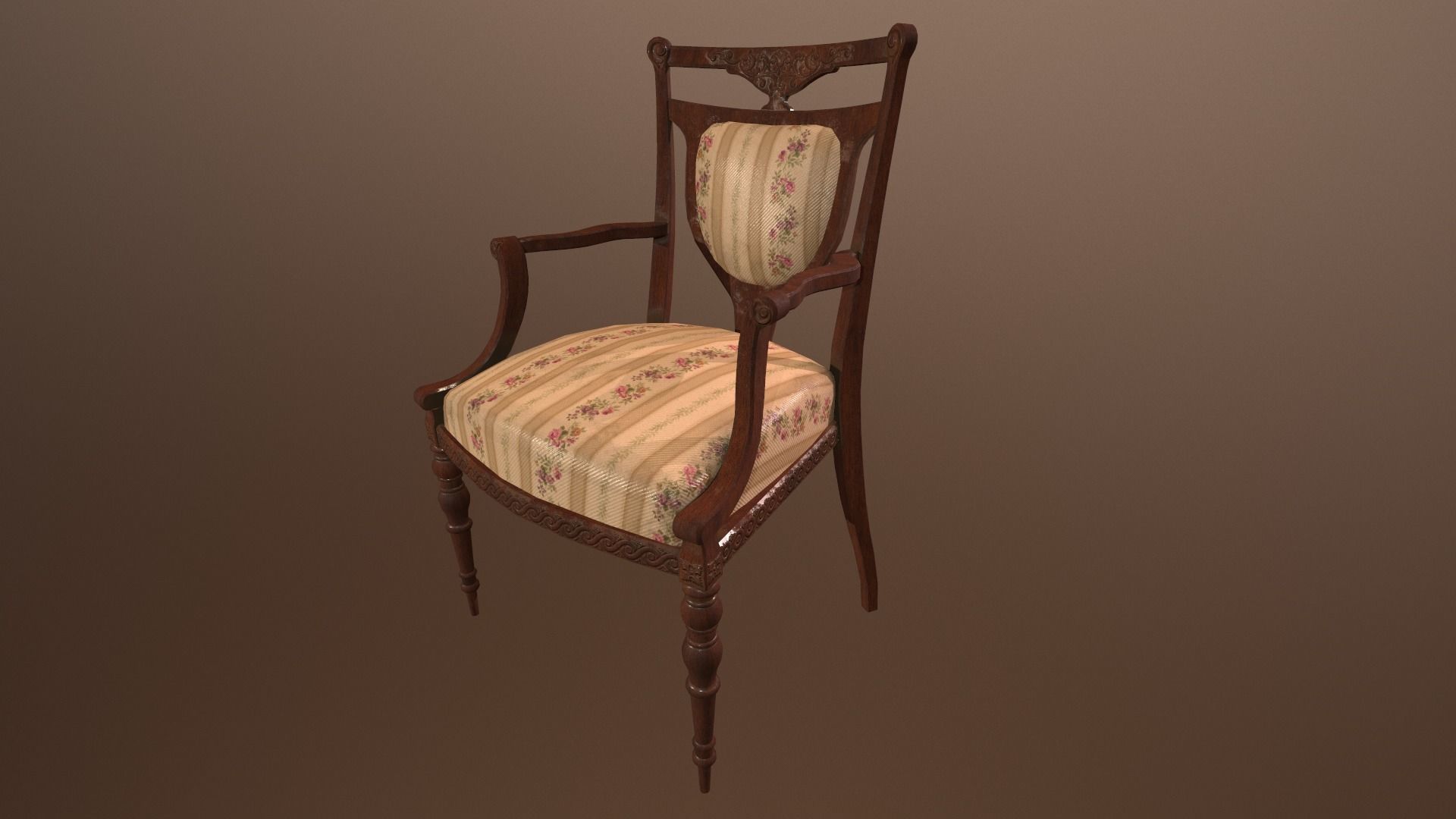 Antique chair -PBR Game Ready 3D model Low-poly 3D model_1