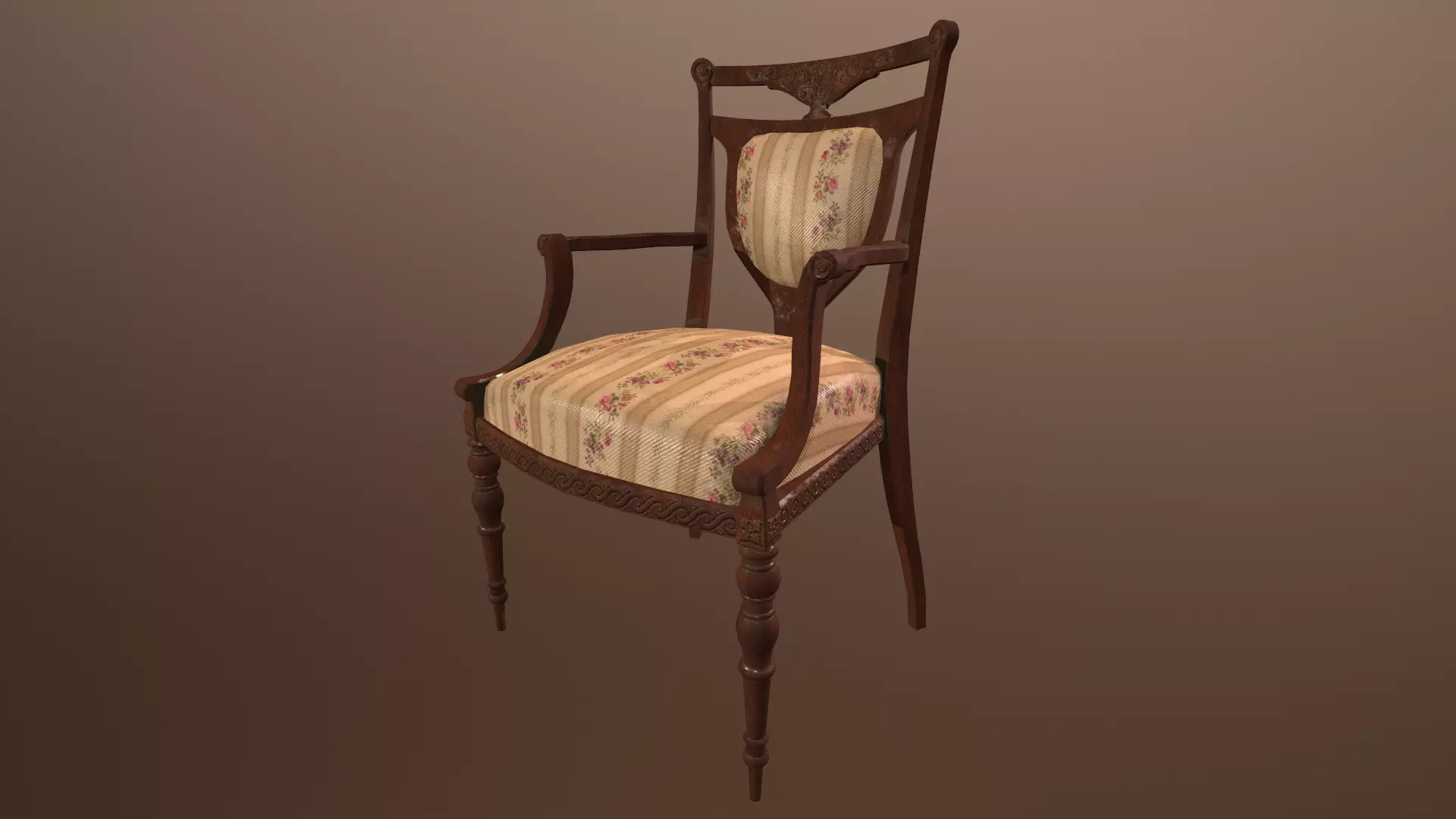 Antique chair -PBR Game Ready 3D model Low-poly 3D model_0