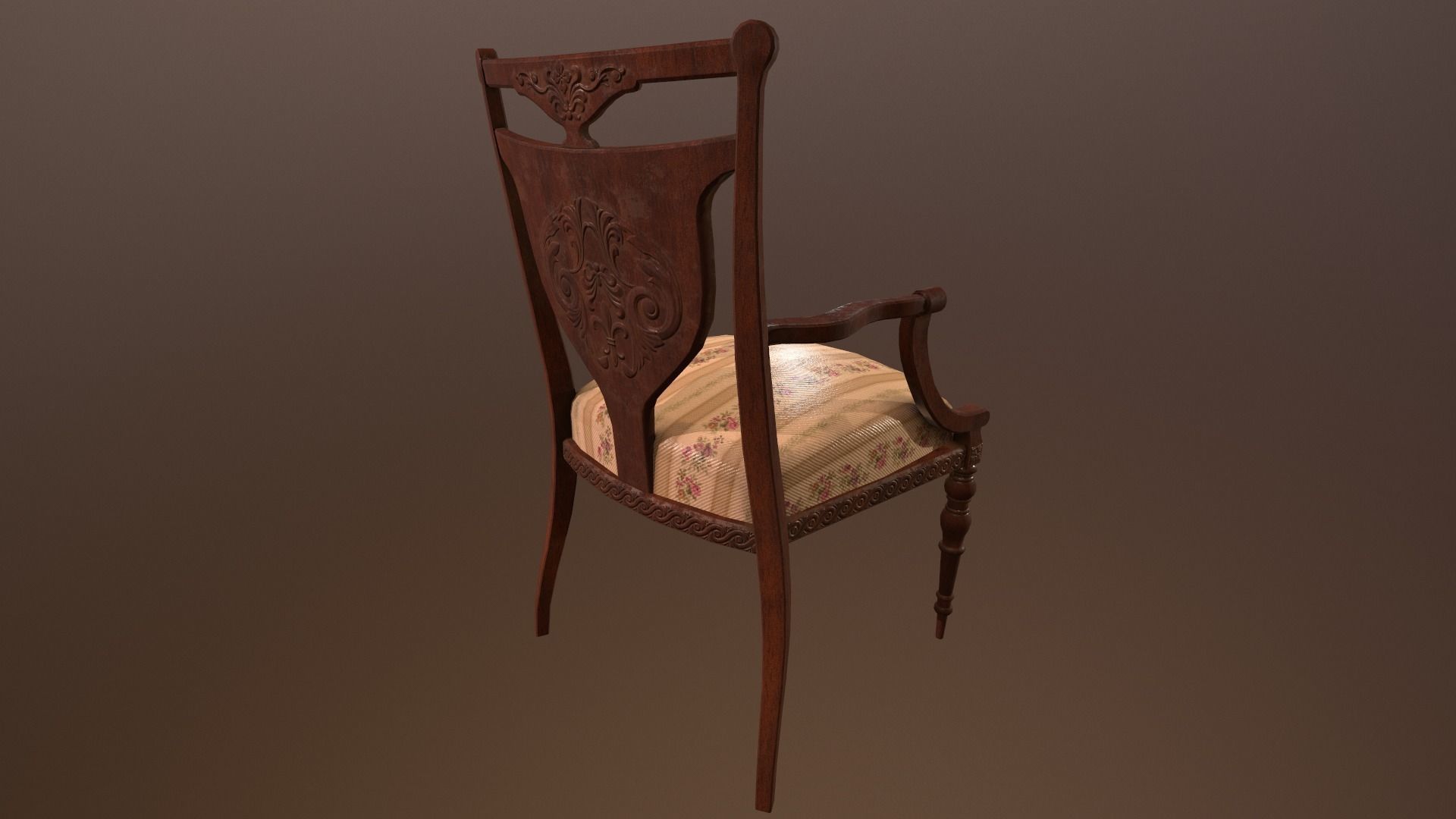 Antique chair -PBR Game Ready 3D model Low-poly 3D model_3