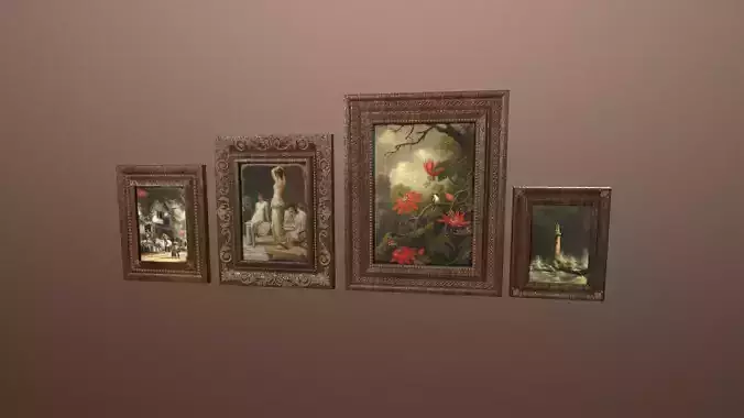 3D Antique Frames -PBR Game Ready