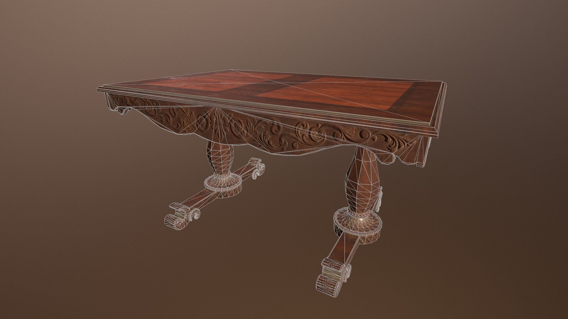 3D Antique Table -PBR Game Ready model Low-poly 3D model_4