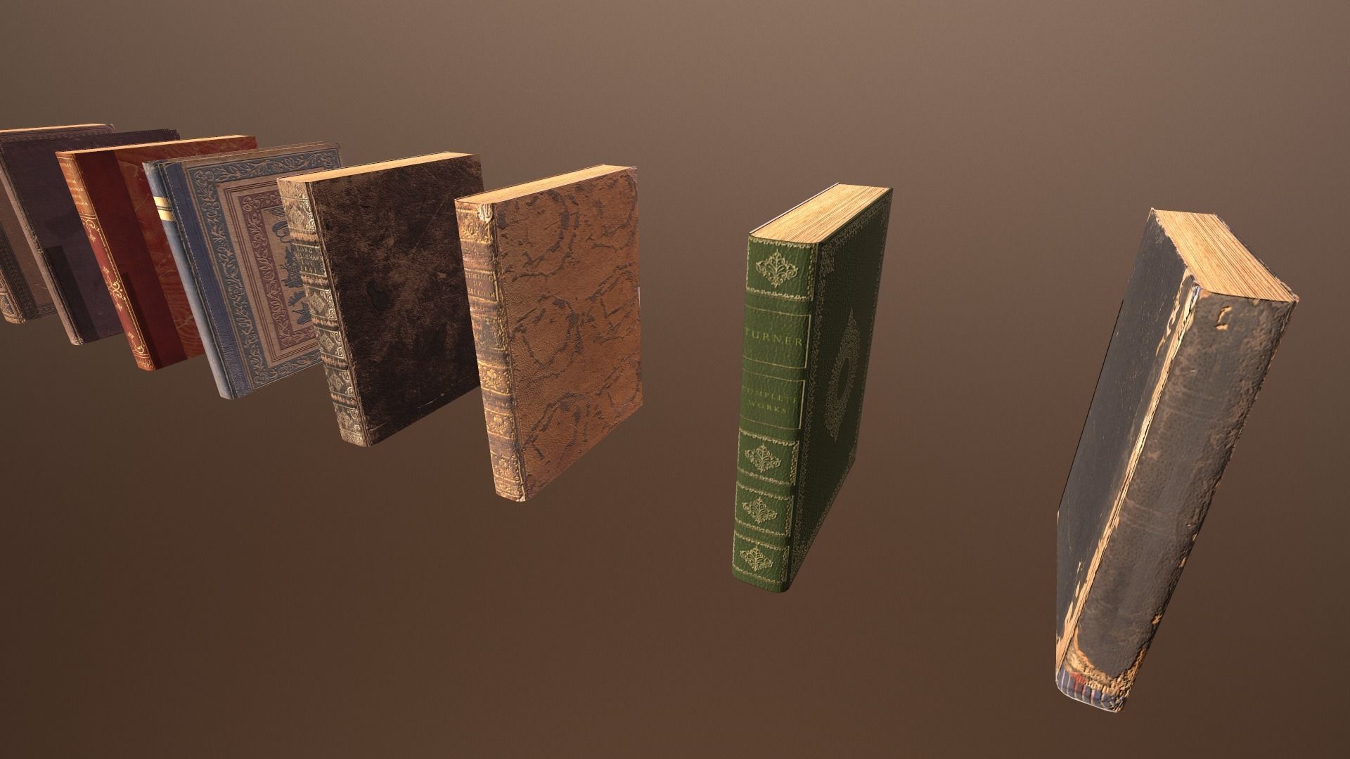 3D Antique Books -PBR Game Ready model Low-poly 3D model_3