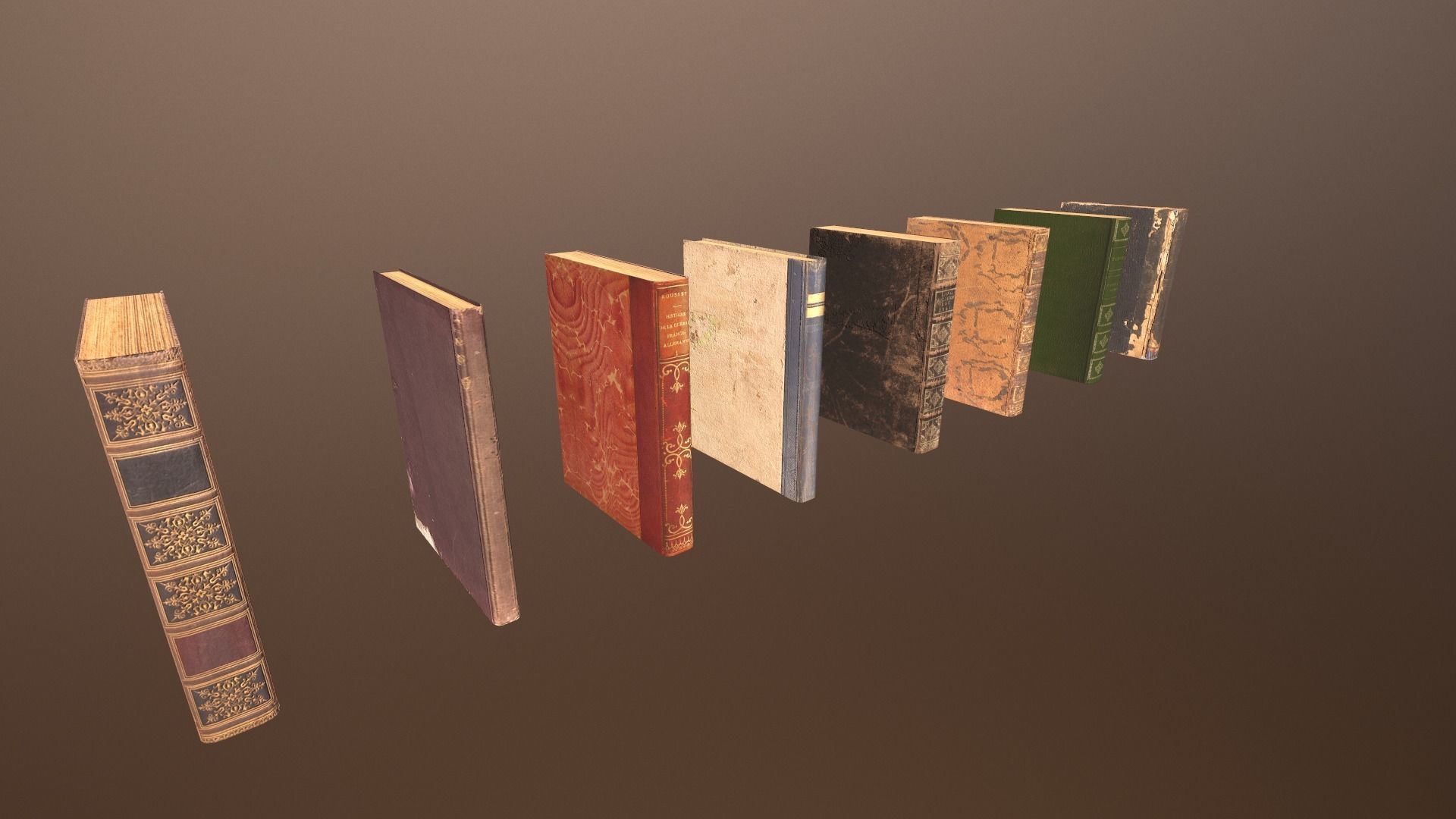 3D Antique Books -PBR Game Ready model Low-poly 3D model_2