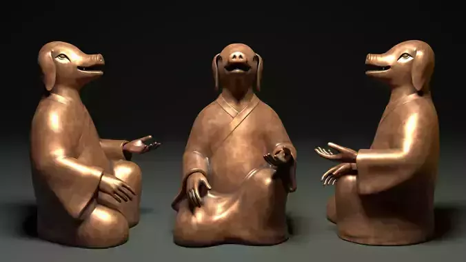 Bronze 12 Zodiac Animals  Pig Sculpture