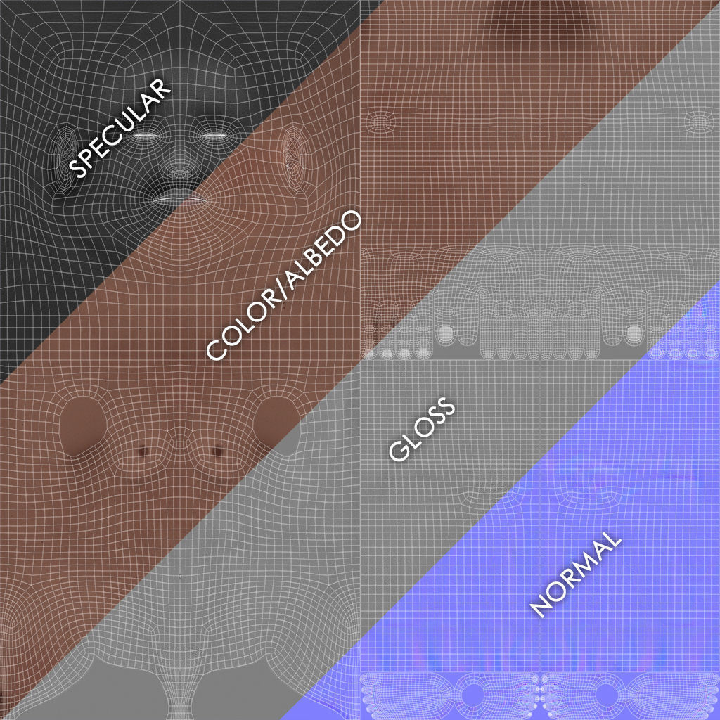 Texture Pack For Female Custom Basemesh 3D model_7