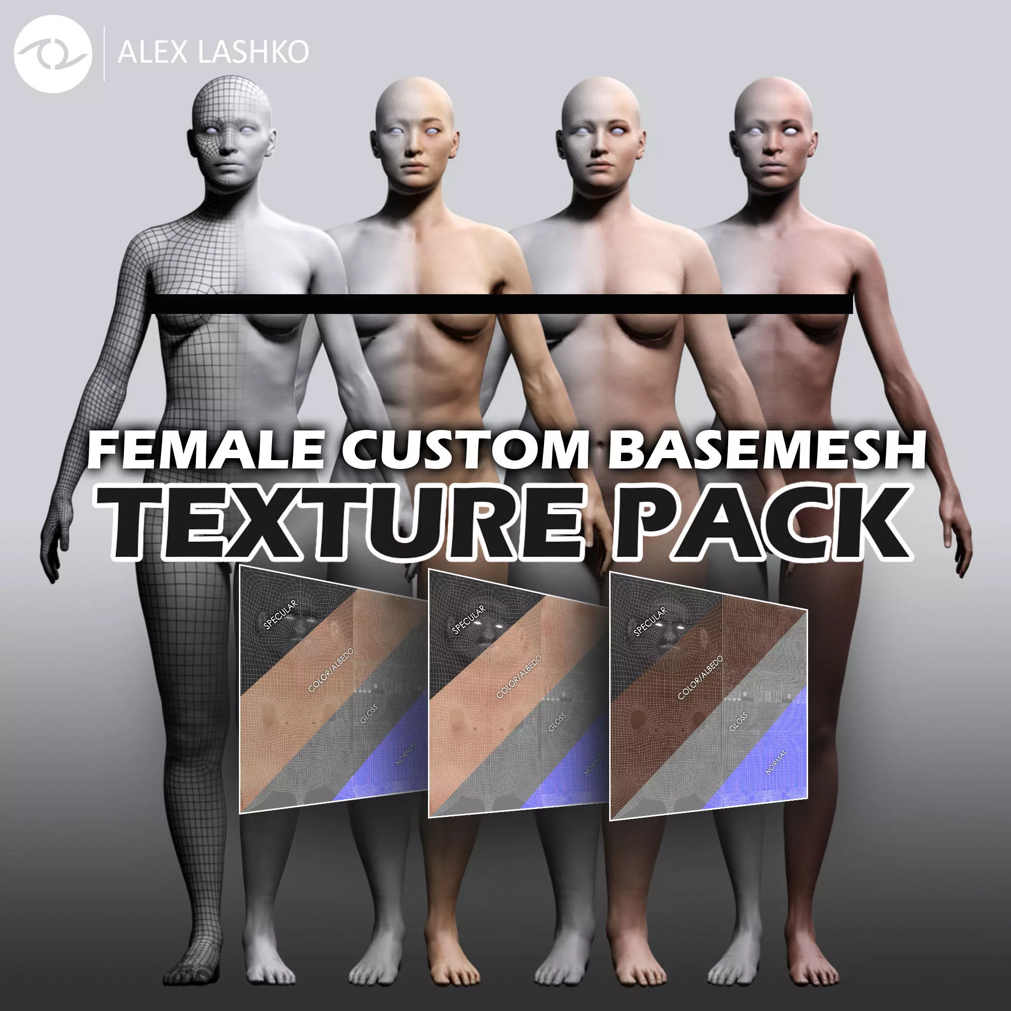 Texture Pack For Female Custom Basemesh 3D model_0
