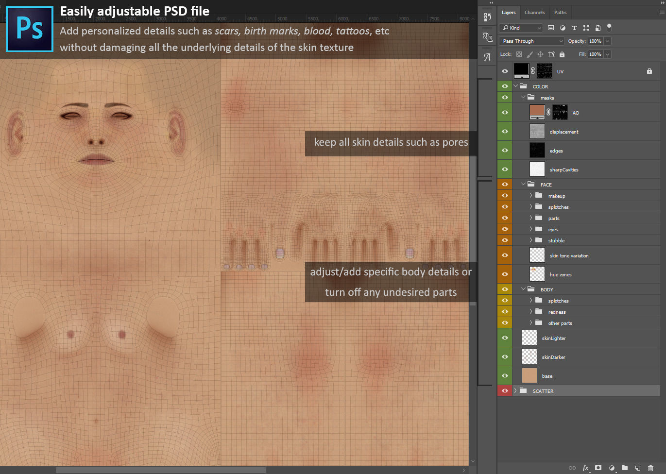 Texture Pack For Female Custom Basemesh 3D model_6