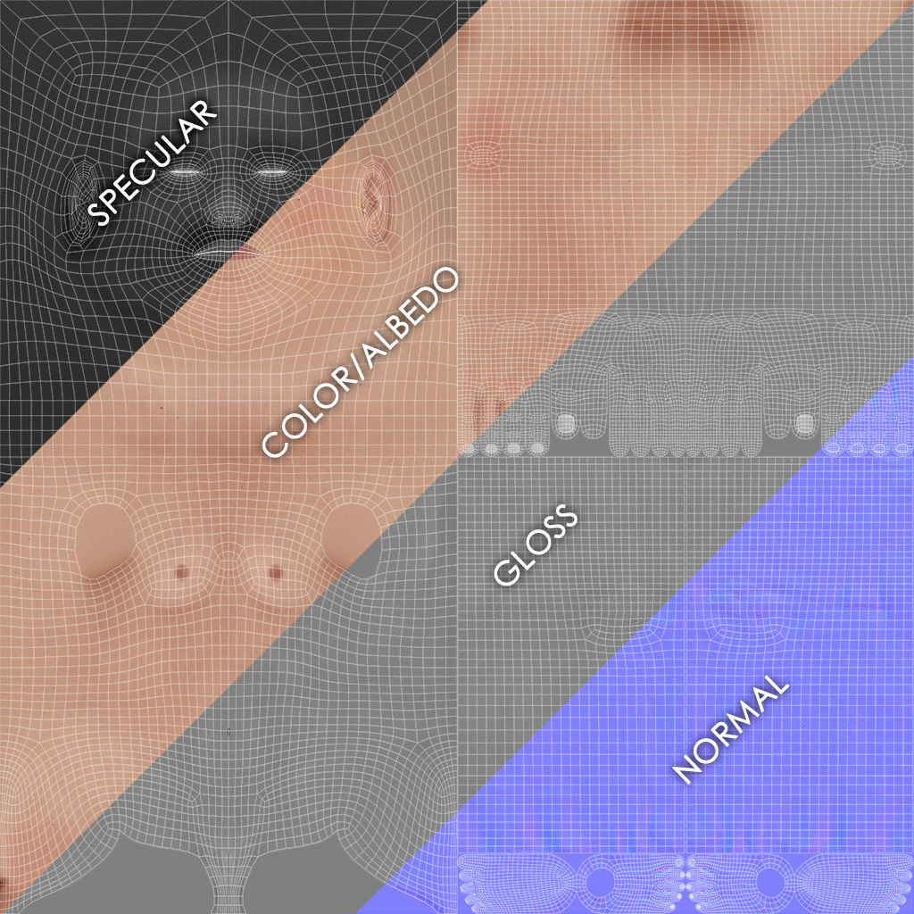 Texture Pack For Female Custom Basemesh 3D model_9