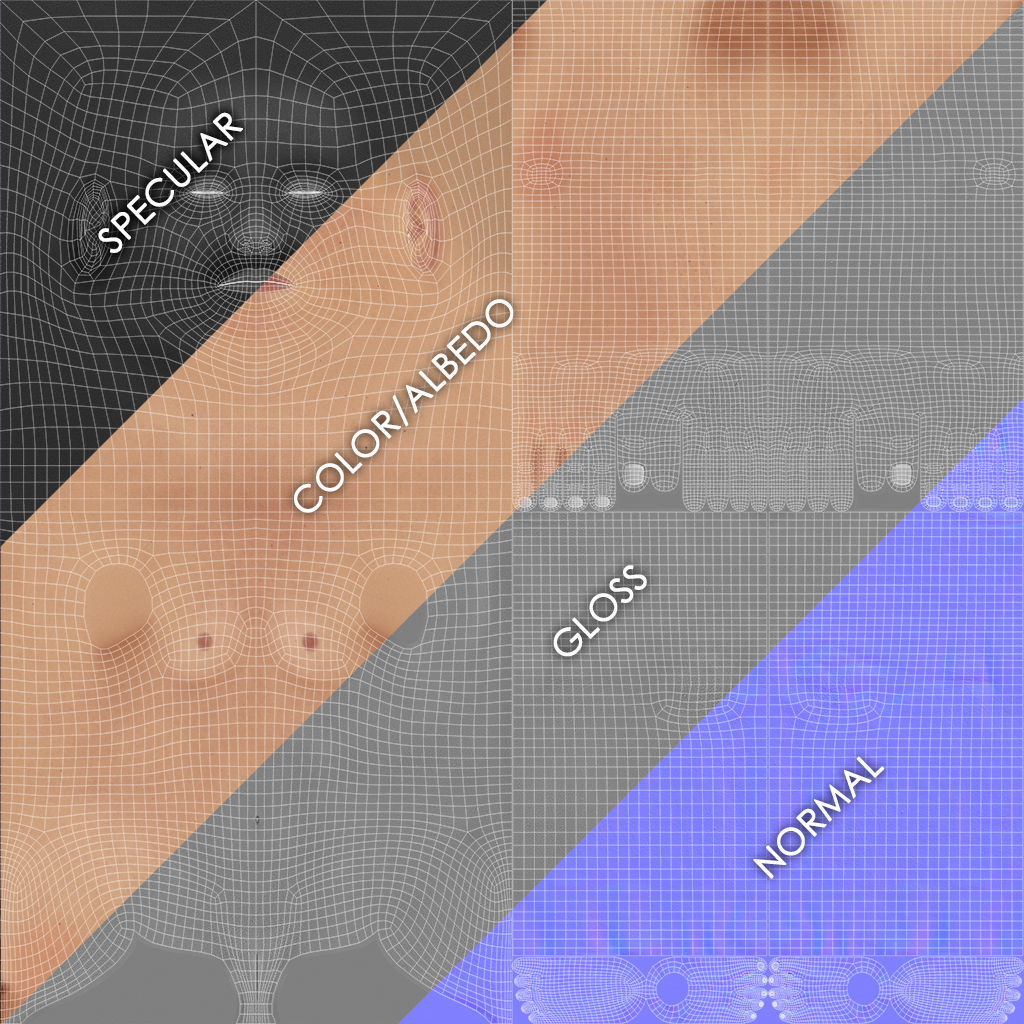 Texture Pack For Female Custom Basemesh 3D model_5