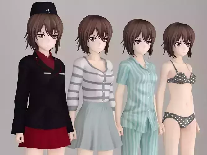 Maho Nishizumi anime girl pose 01