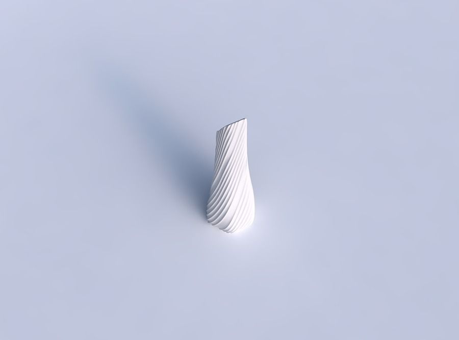 Vase top bent hexagon with flowing extruded lines 3D print model_1