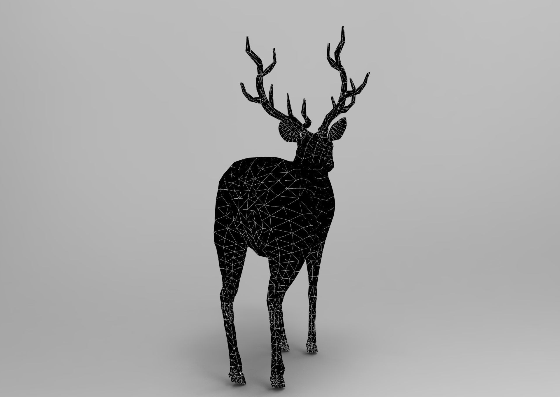 Red Game ready low poly deer model  Low-poly 3D model_37