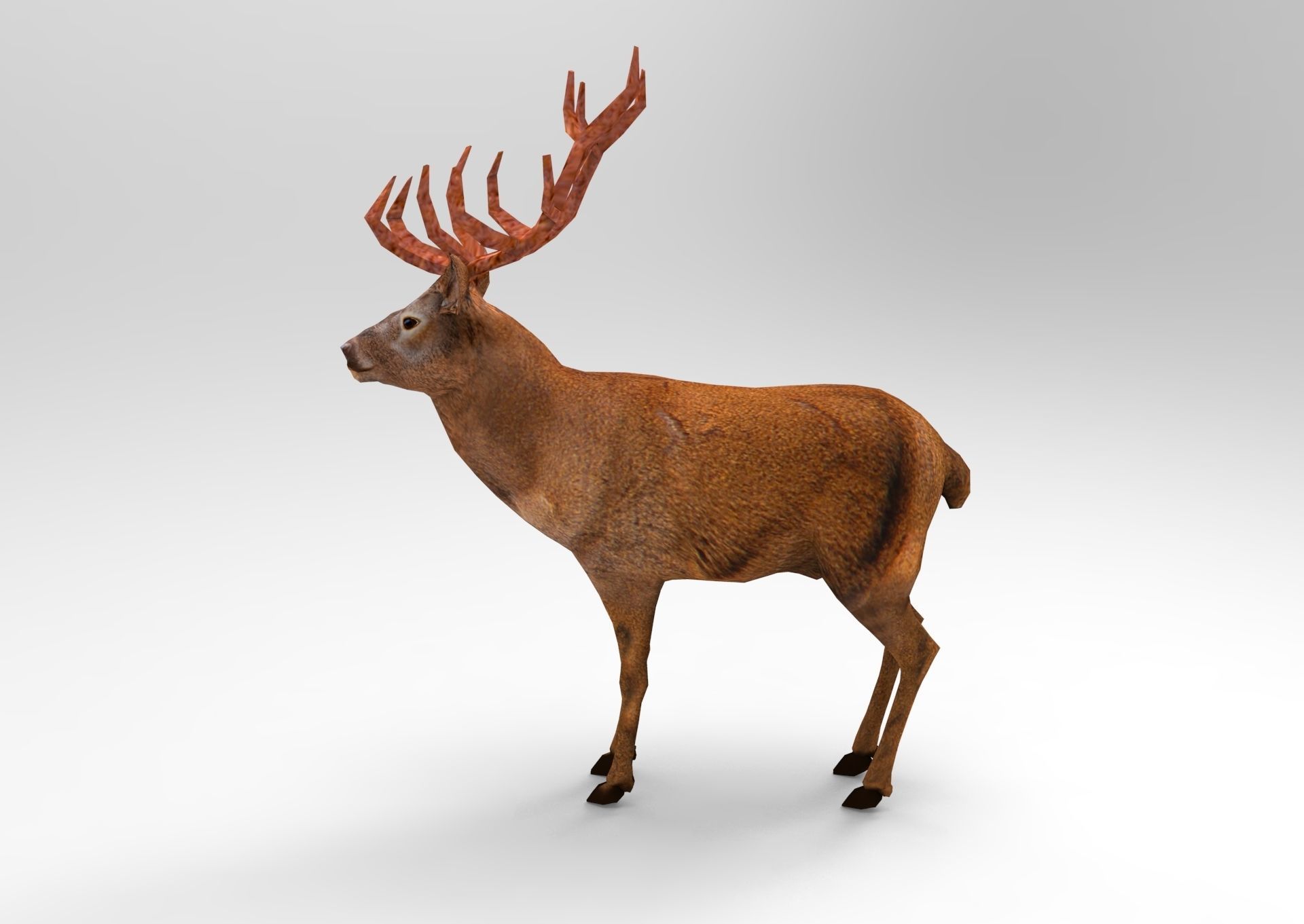Red Game ready low poly deer model  Low-poly 3D model_1