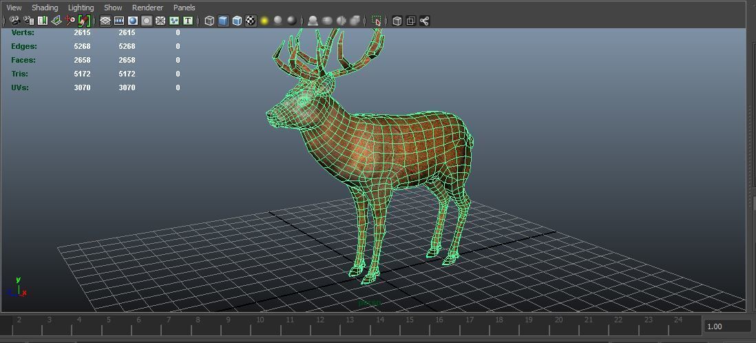 Red Game ready low poly deer model  Low-poly 3D model_31