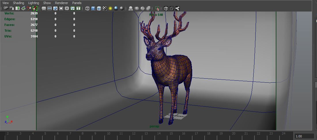 Red Game ready low poly deer model  Low-poly 3D model_28