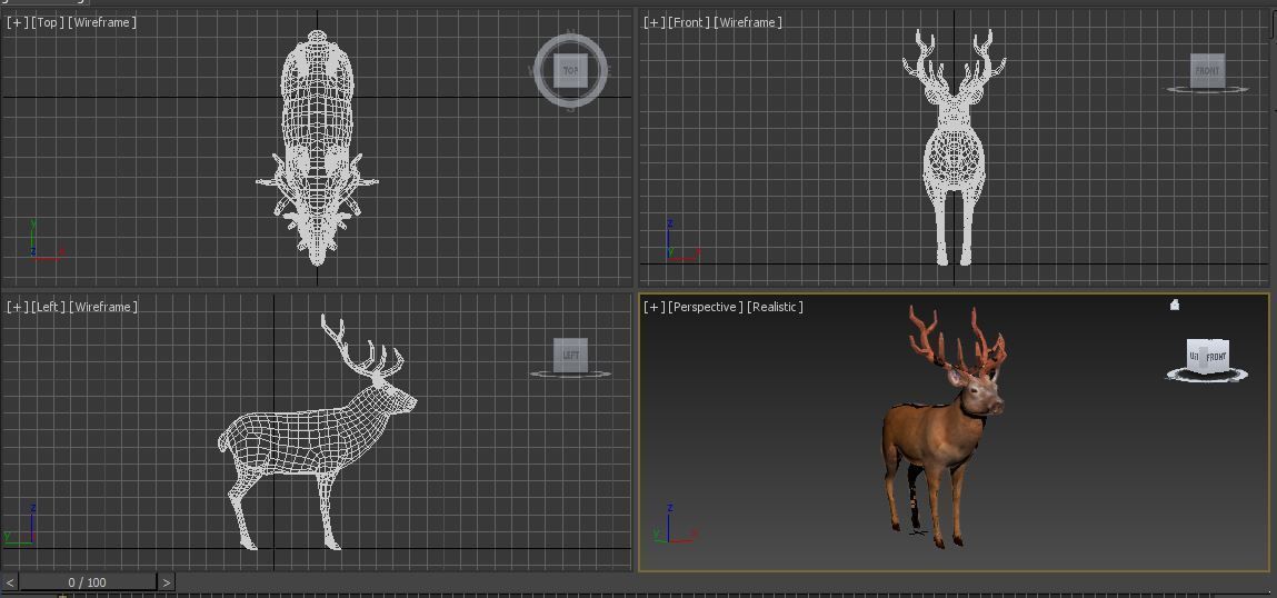 Red Game ready low poly deer model  Low-poly 3D model_26