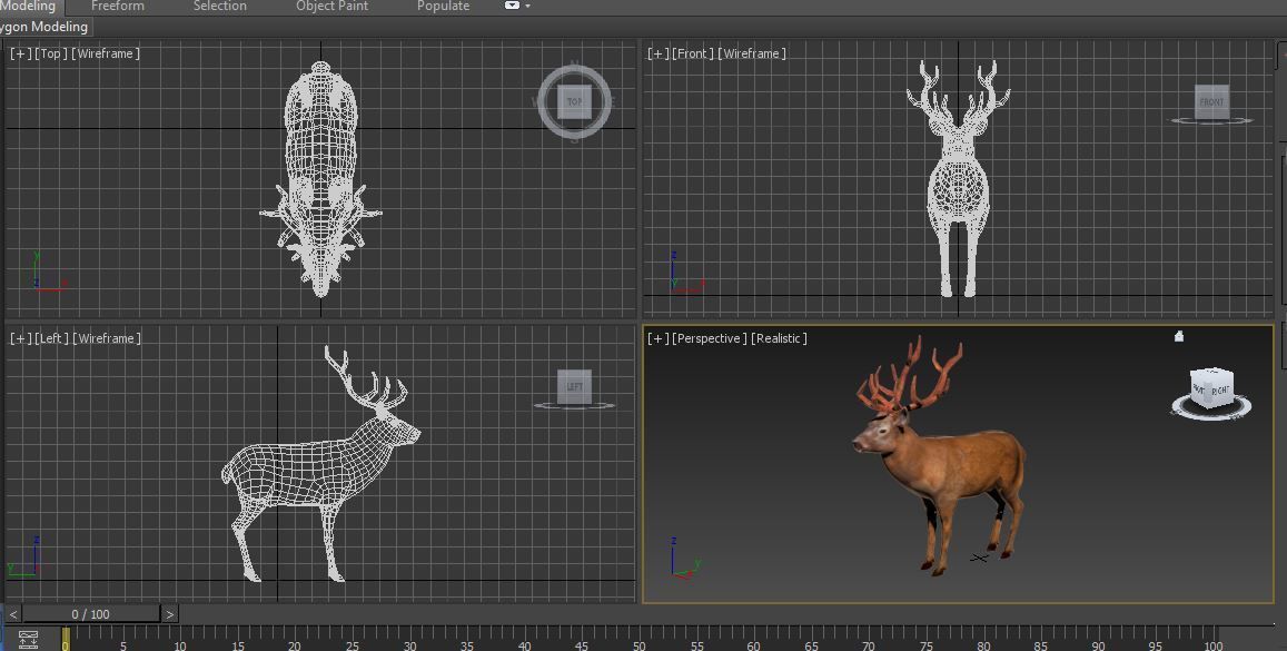 Red Game ready low poly deer model  Low-poly 3D model_27
