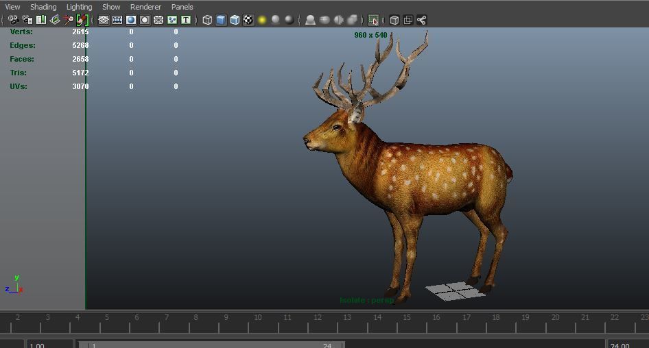 3d Deer low poly with antlers Low-poly 3D model_27