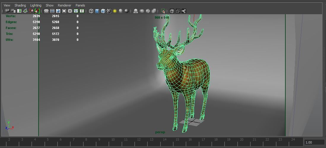 3d Deer low poly with antlers Low-poly 3D model_28