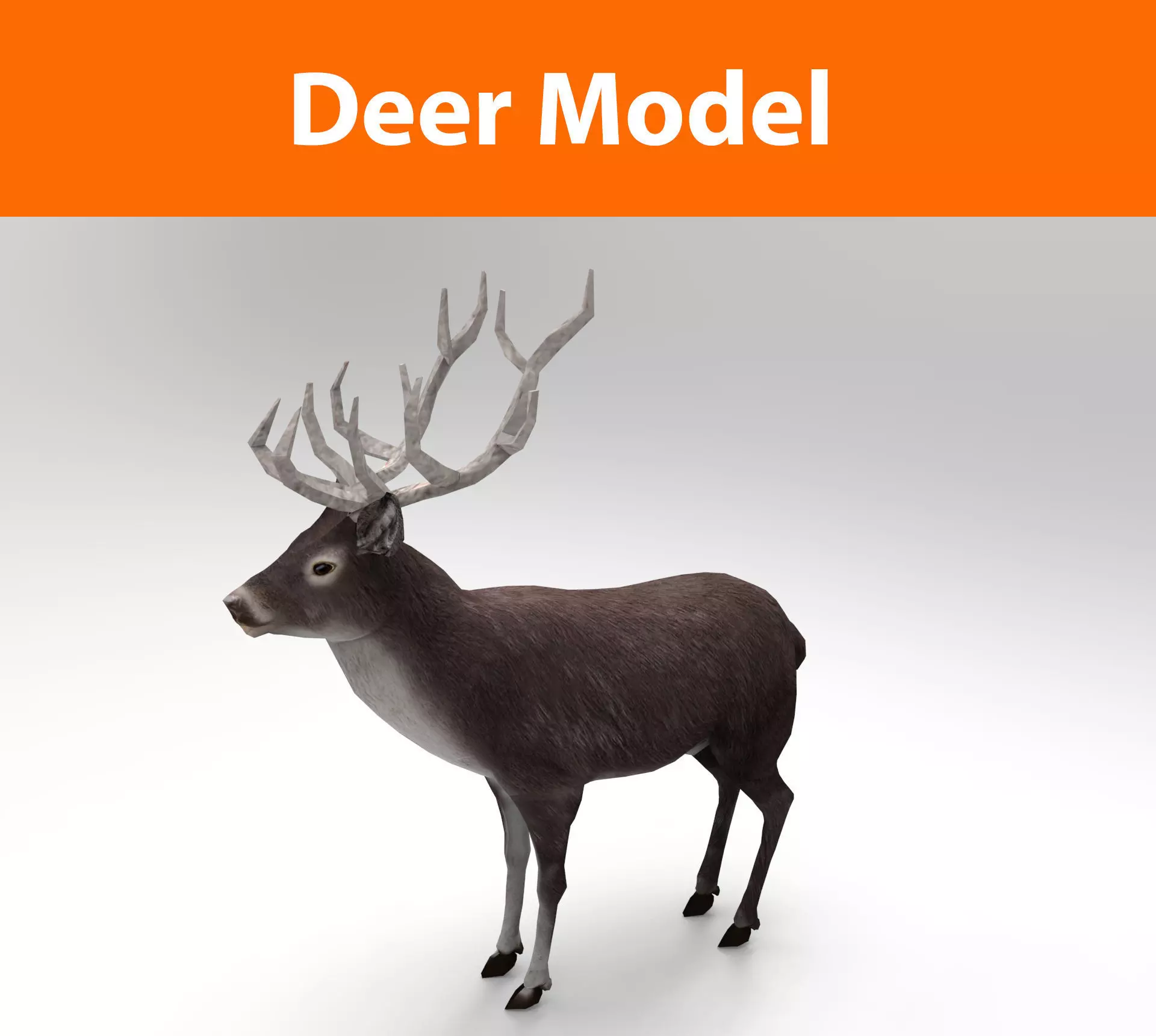 3D Black Deer low poly  Low-poly 3D model_0